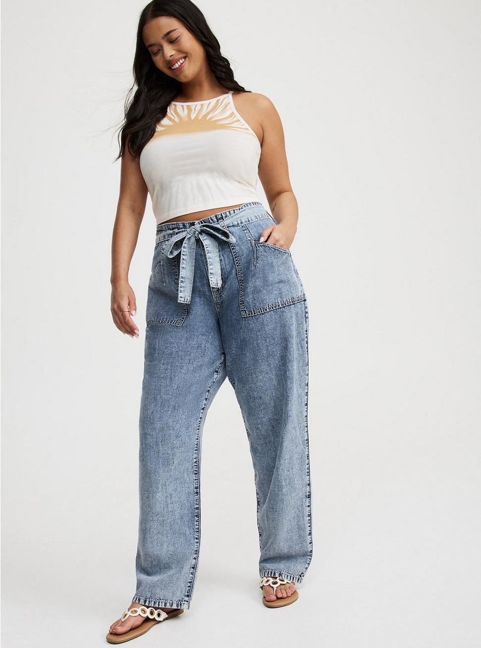 Baggy High-Rise Tie-Belt Jean Product Image