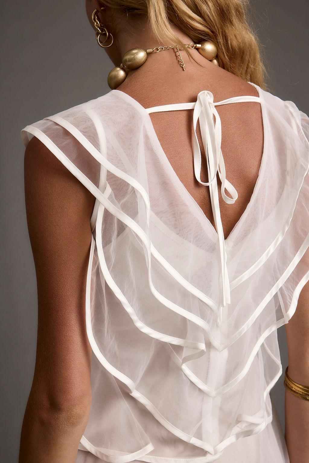 Tilly White Tulle Ruffle Mini Dress Product Image