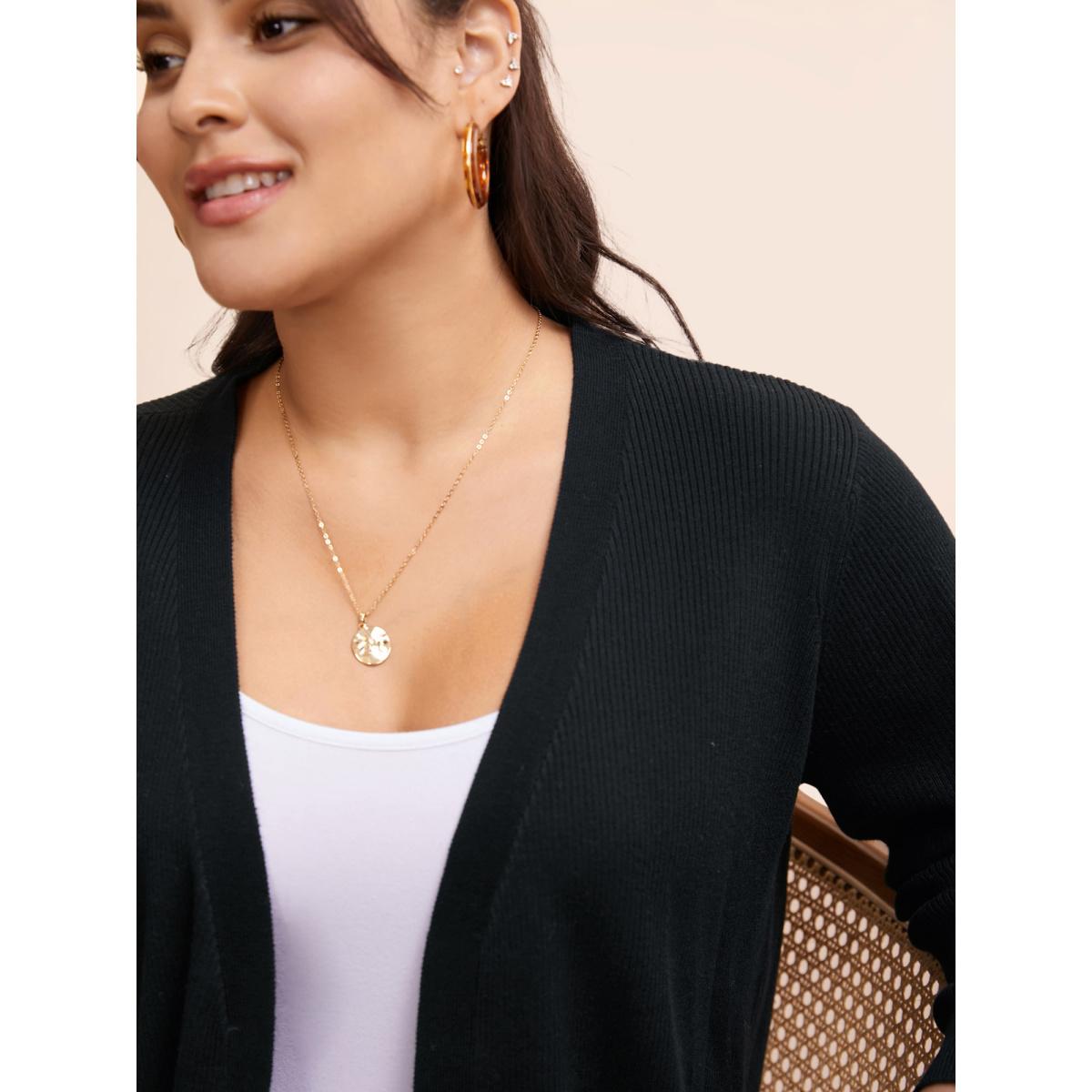 Plus Size Supersoft Essentials Solid Texture Cardigan Black Women Basics Loose Long Sleeve Everyday Cardigans BloomChic 10/M Product Image