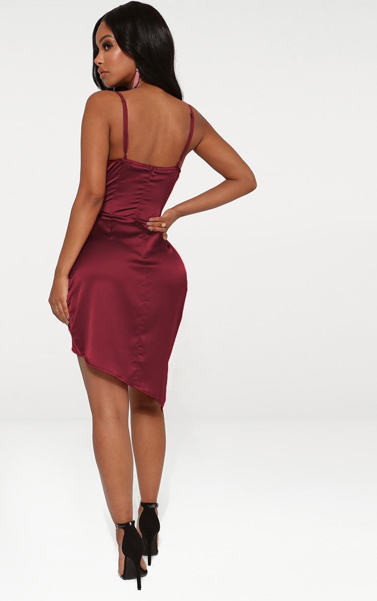 Shape Burgundy Satin Wrap Dress Product Image