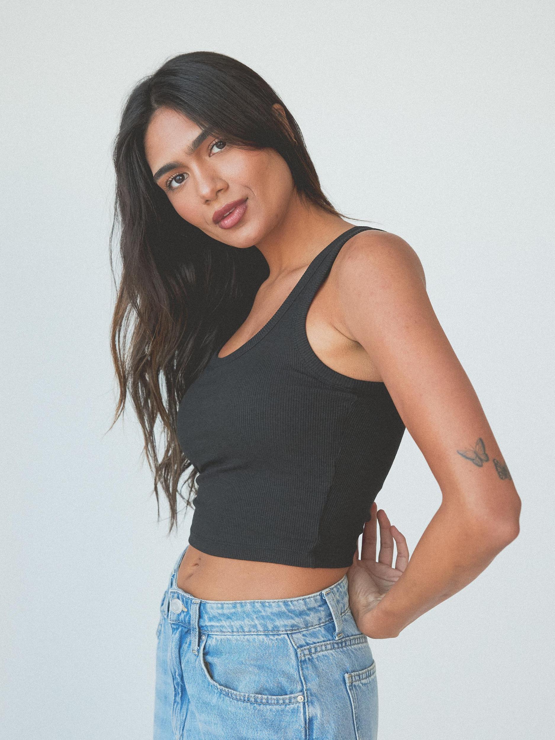 Bamboo Scoop Neck Brami Tank (Crop) Product Image