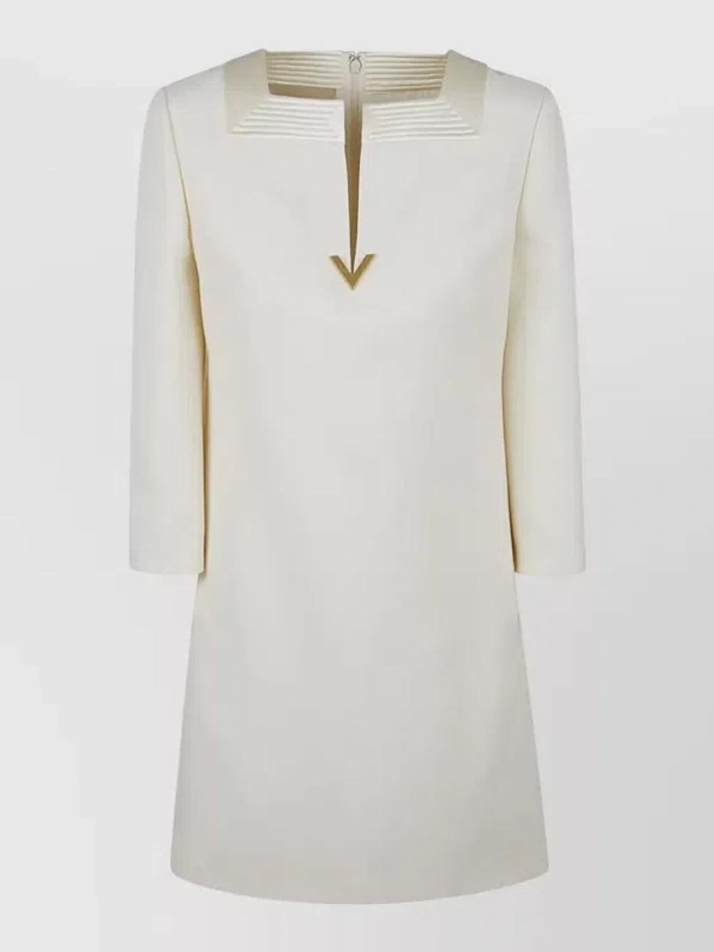 VALENTINO Embellished Silk Satin-trimmed Wool And Silk-blend Crepe Mini Dress In White Product Image