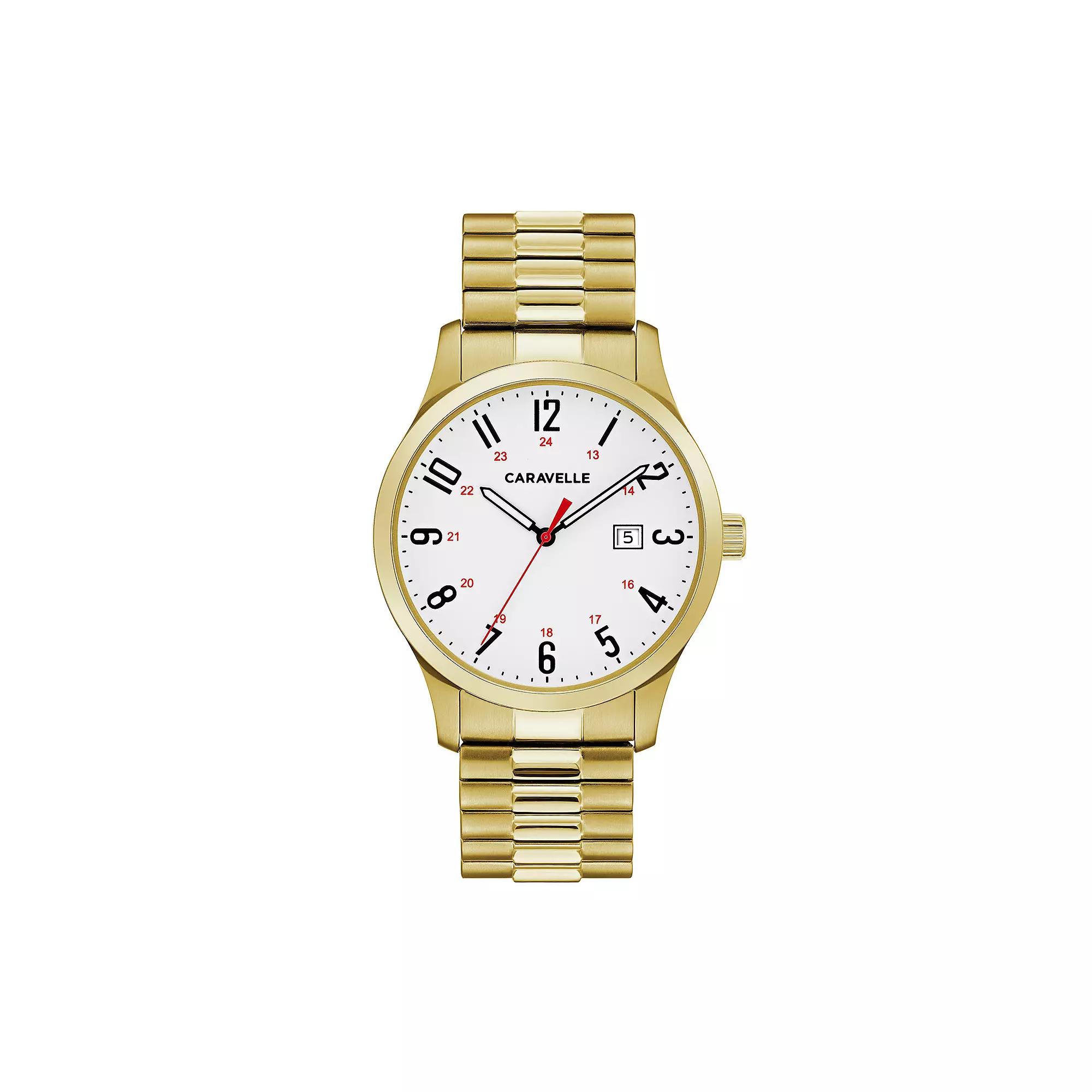 Caravelle by Bulova Mens Easy Reader Stainless Steel Expansion Watch - 44B117 Gold Tone Product Image