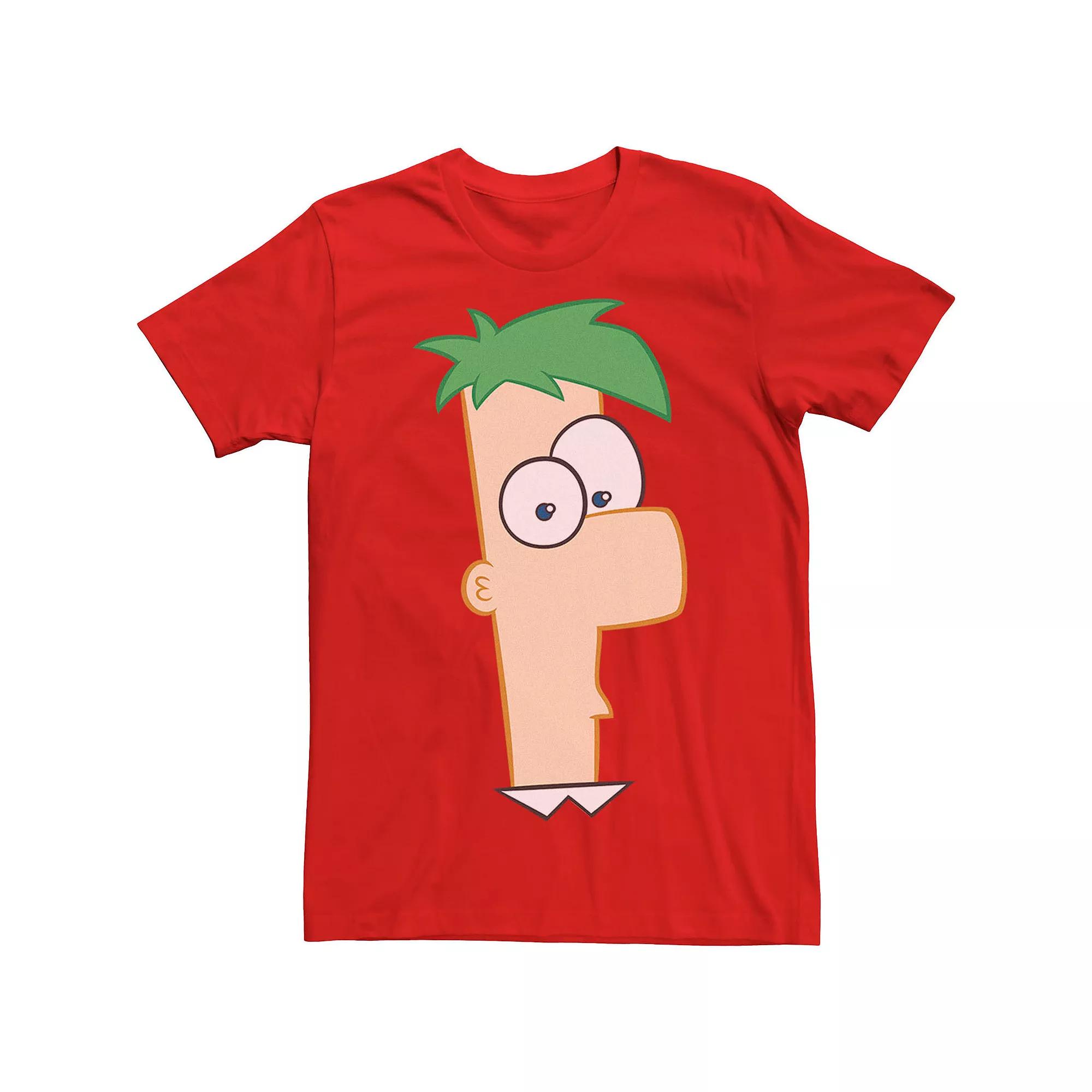 Disney's Phineas And Ferb Men's Large Ferb Face Tee, Red Product Image