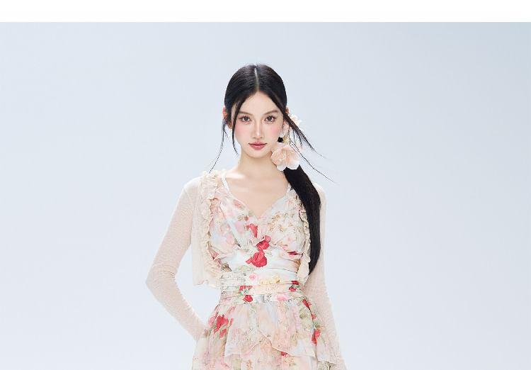 Spaghetti Strap Floral Print Swim Dress Product Image