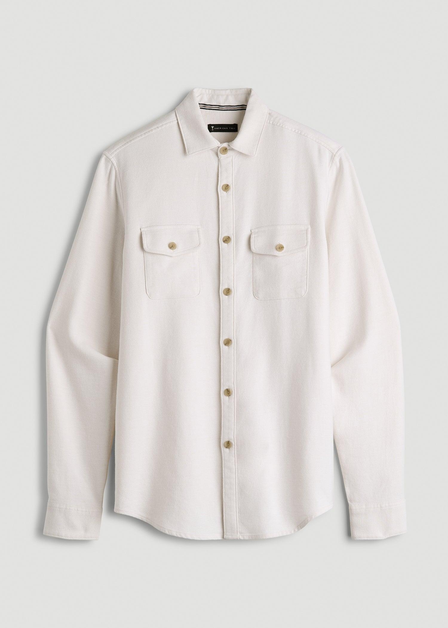 Everyday Comfort Terry Overshirt for Tall Men in White Swan Male Product Image
