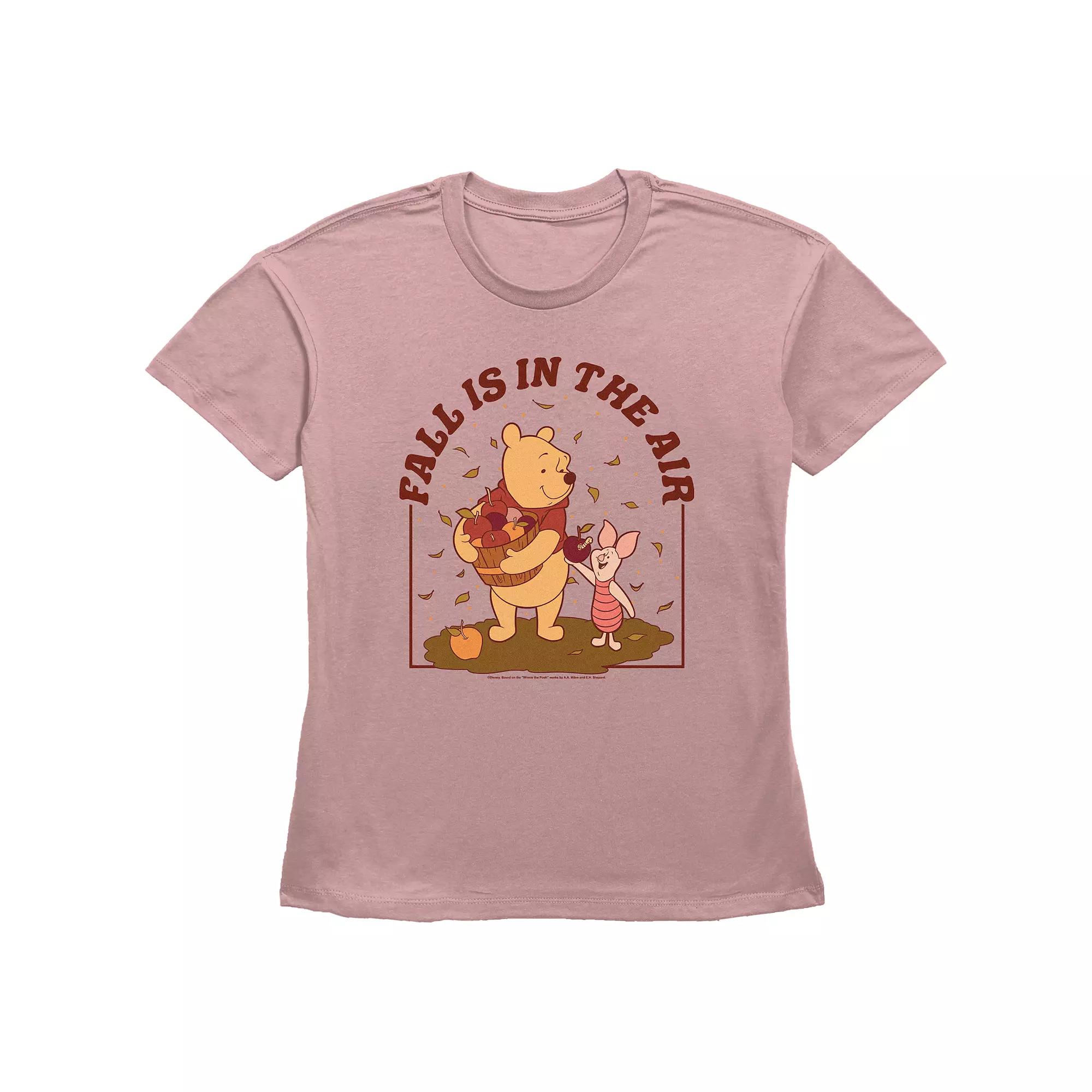 Disney's Winnie The Pooh Fall Is In The Air Women's Graphic Tee, Size: Medium, Desert Pink Product Image