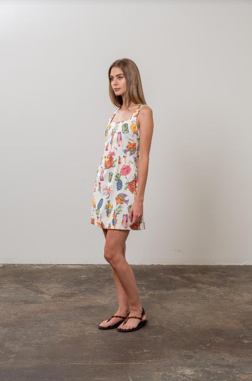 Ellie Square Neck Beach Print Mini Dress Product Image