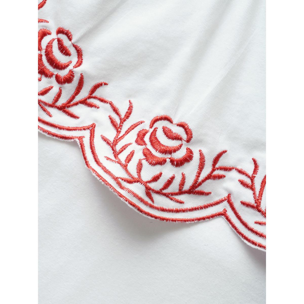 Plus Size Bandana Floral Embroidered Ruffle Trim Tank Top Women Originalwhite Resort Contrast V-neck Vacation Tank Tops Camis BloomChic 14-16/1X Product Image