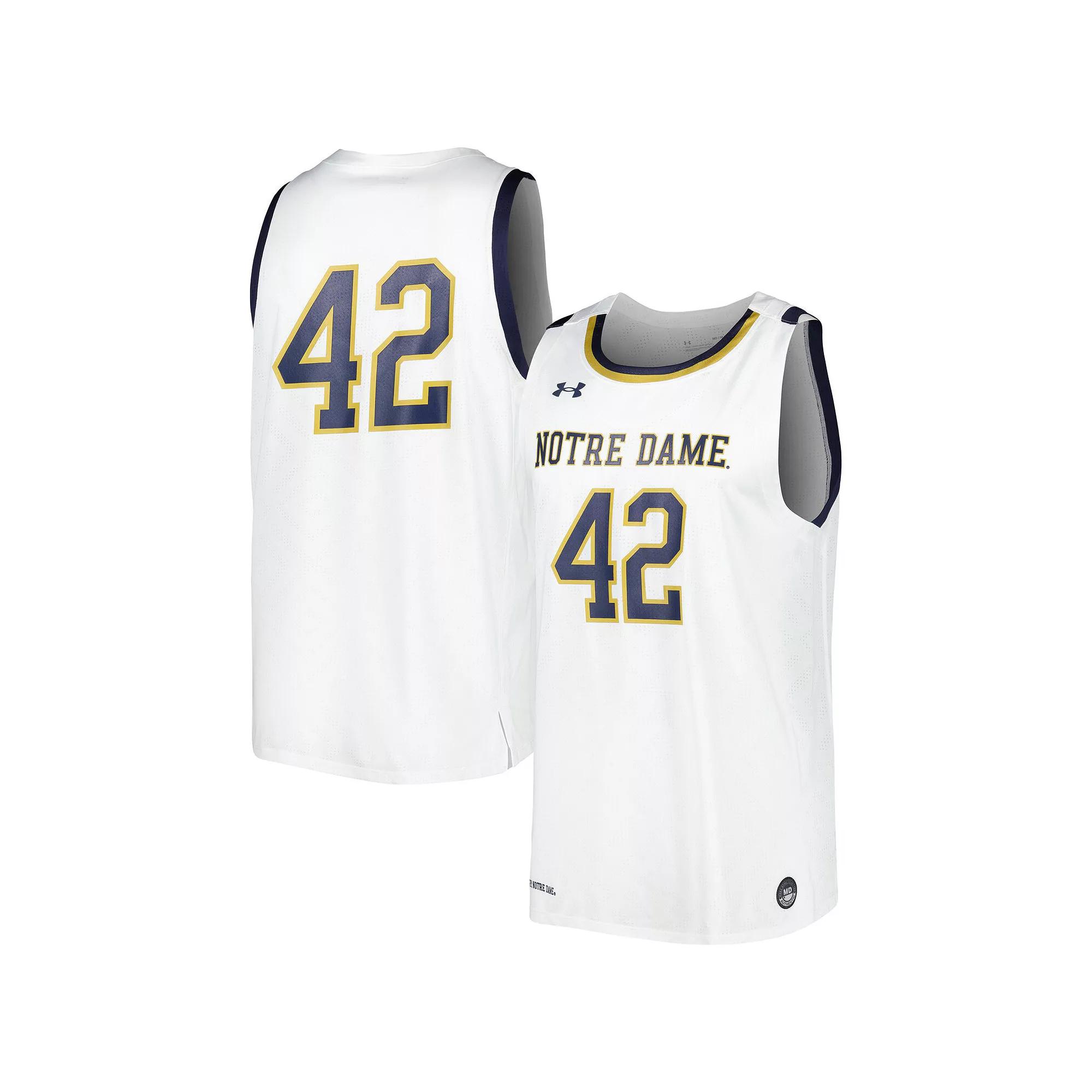 Men's Under Armour #42 White Notre Dame Fighting Irish Replica Basketball Jersey,  Product Image