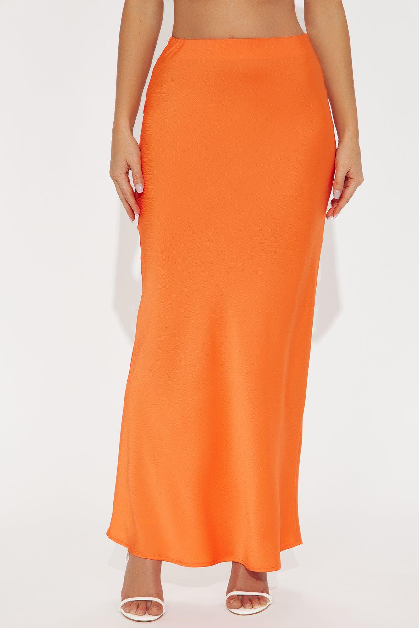 Brunch to GNO Satin Maxi Skirt - Orange Product Image