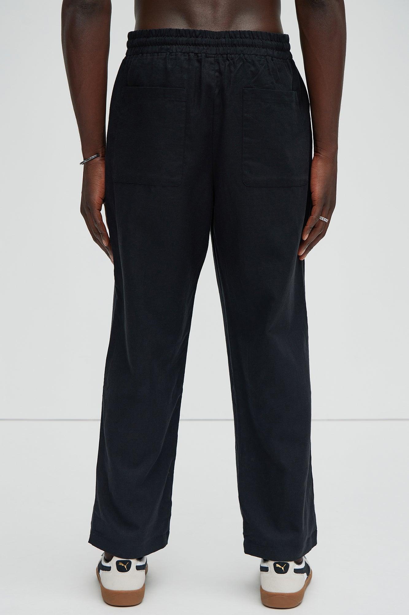 Bahamas Straight Linen Pants - Black Product Image