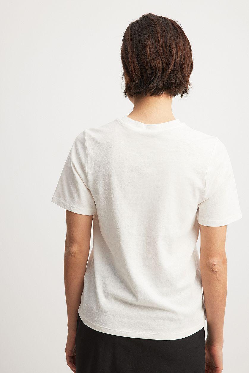 Linen Blend Round Neck T-shirt Product Image