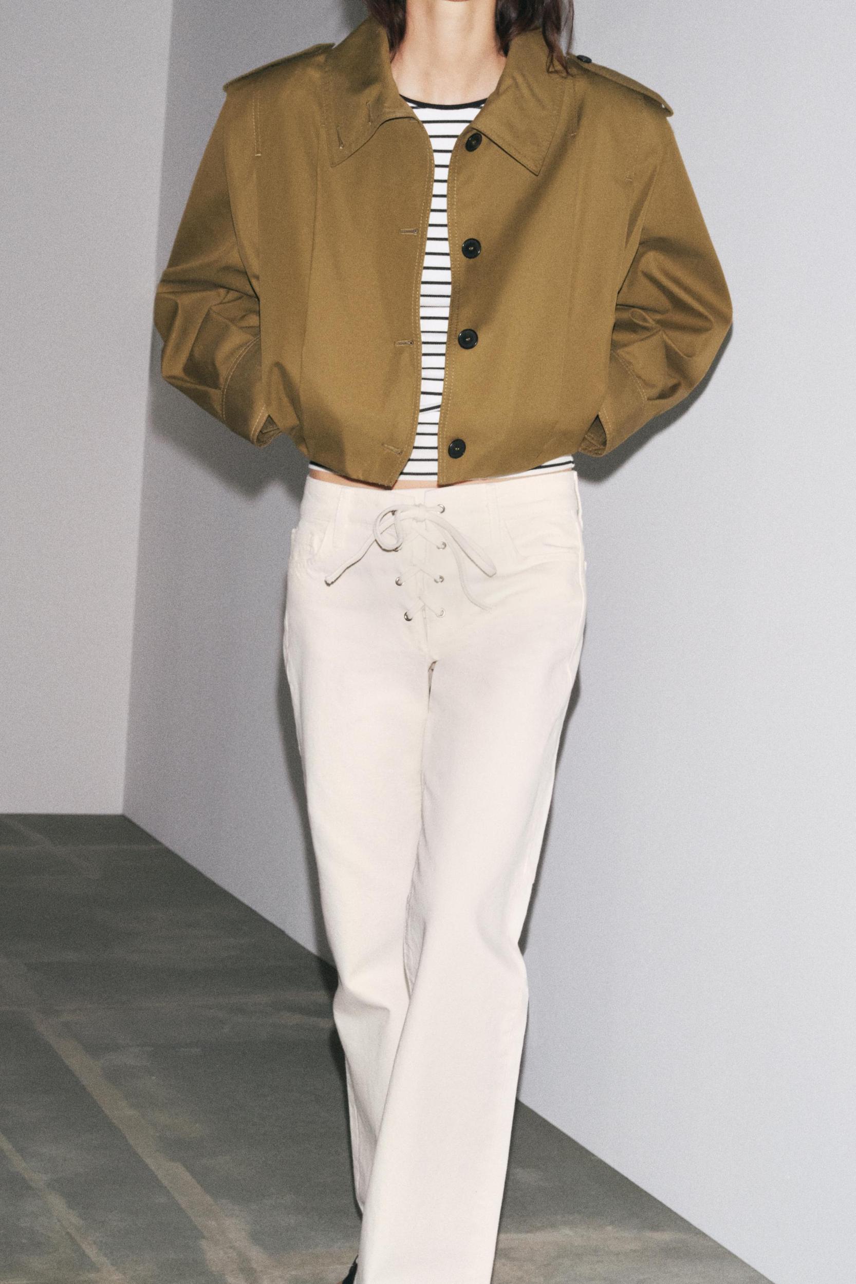 ZW COLLECTION FLARE MID-RISE JEANS WITH TIES Product Image