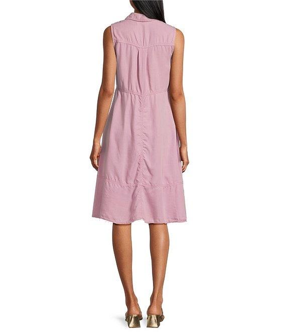 Nurture Collared Sleeveless Button Front Midi Dress Product Image