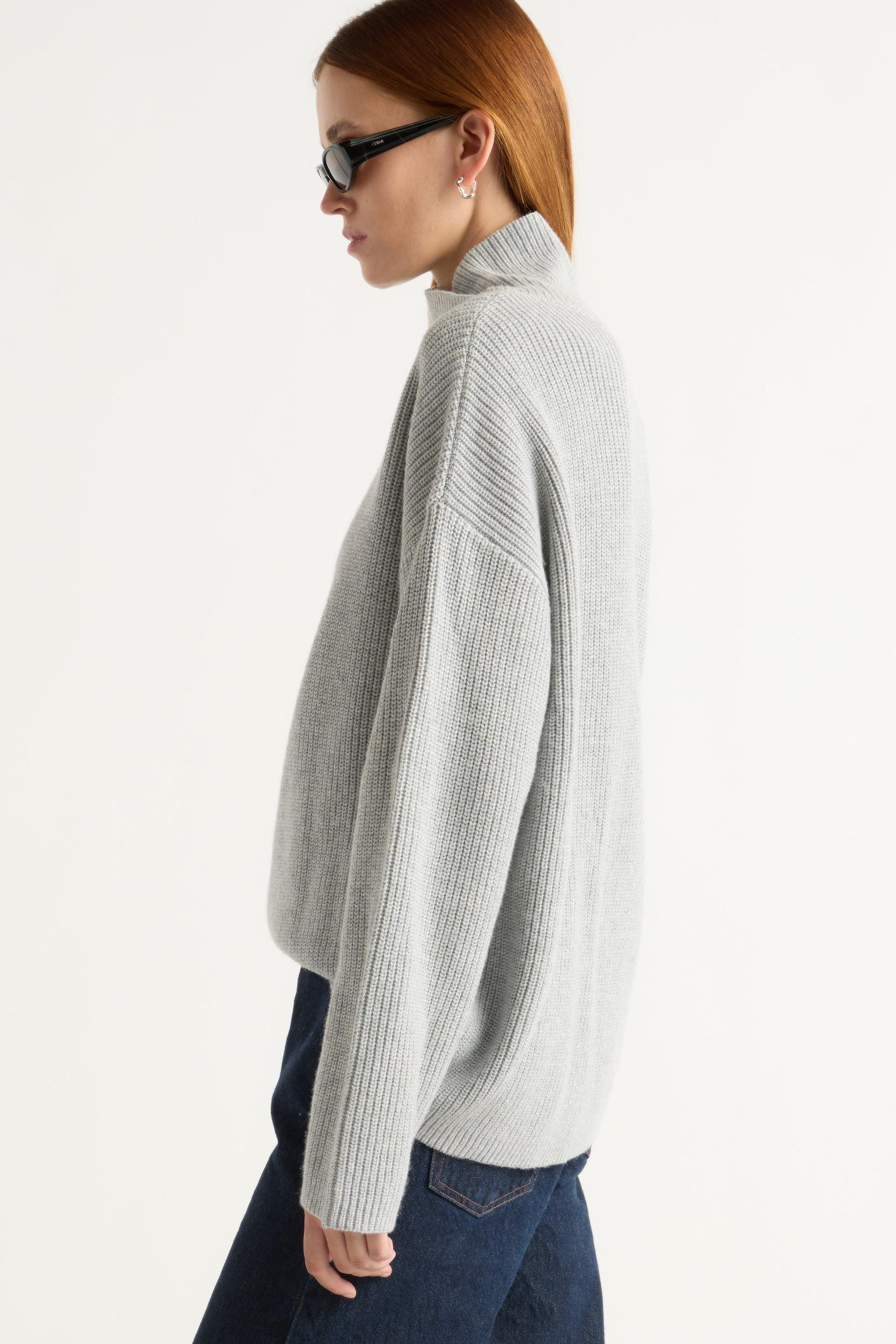Daria Wrap-Neck Organic Cotton-Wool Sweater Product Image