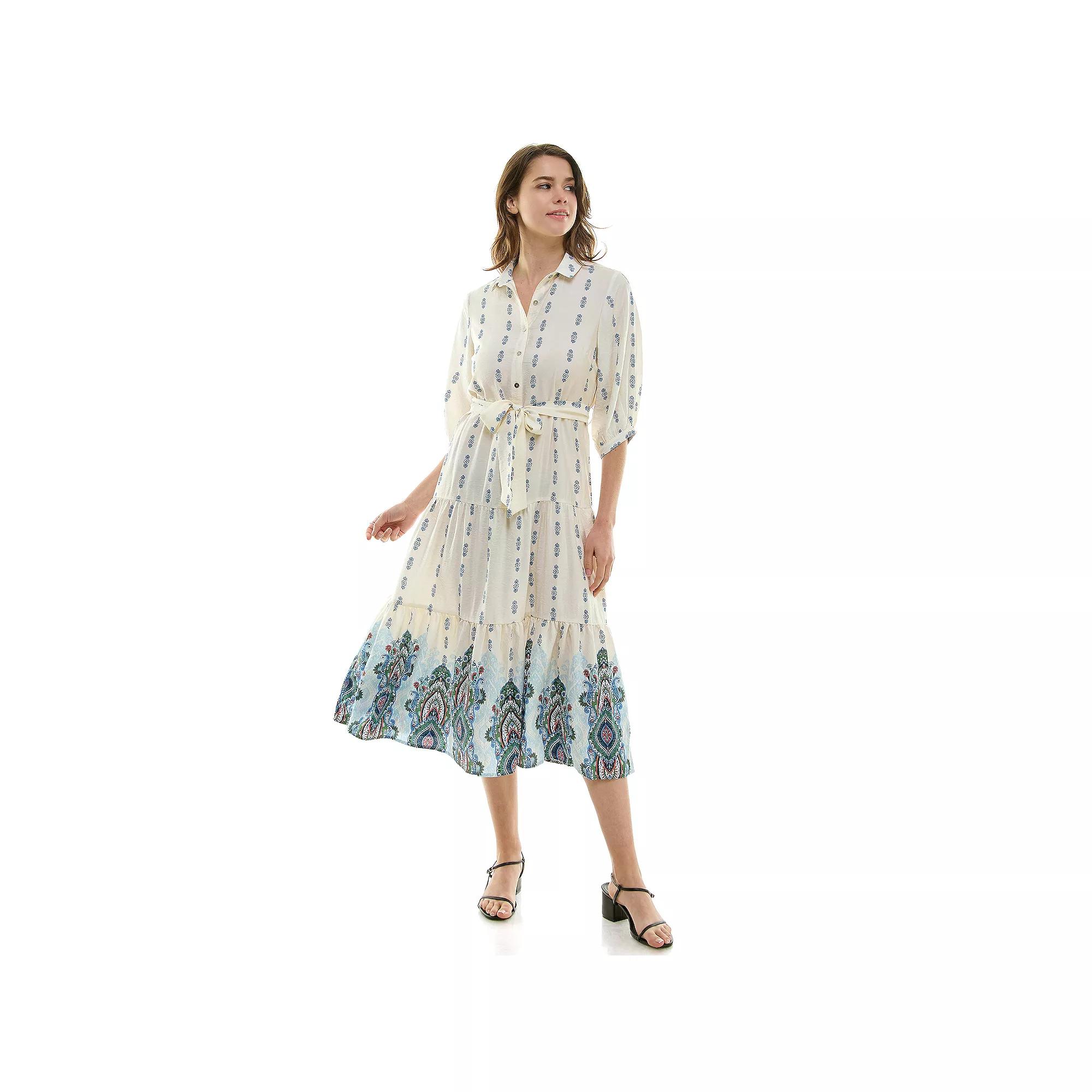 Women's Figueroa & Flower Button Front Belted Maxi Dress,  Product Image