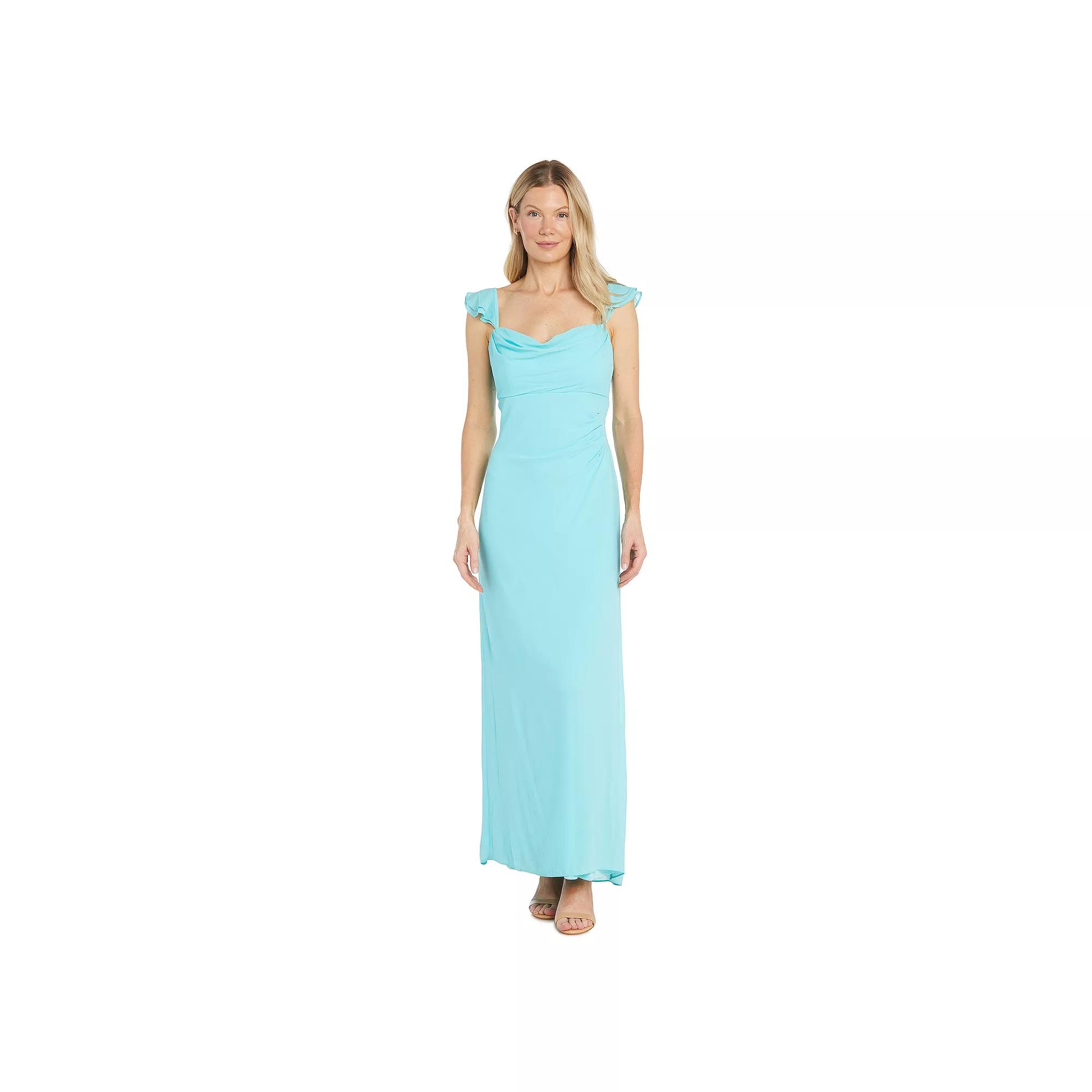Women's R&M Richards Chiffon Layered Ruffle Sleeve Sweetheart Maxi Dress,  Product Image