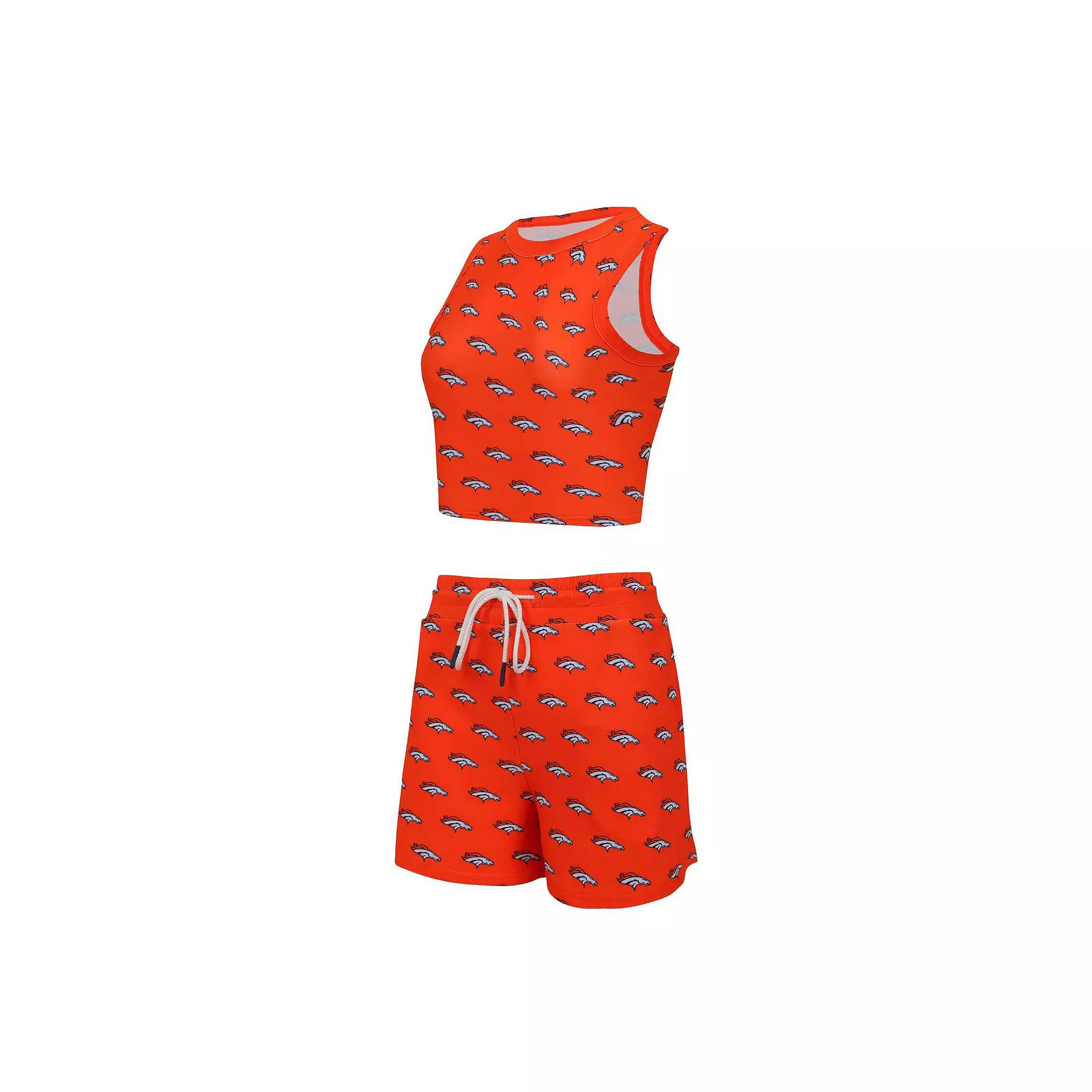 Women's Concepts Sport Denver Broncos Gauge Allover Print Cropped Tank Top & Shorts Sleep Set,  Product Image