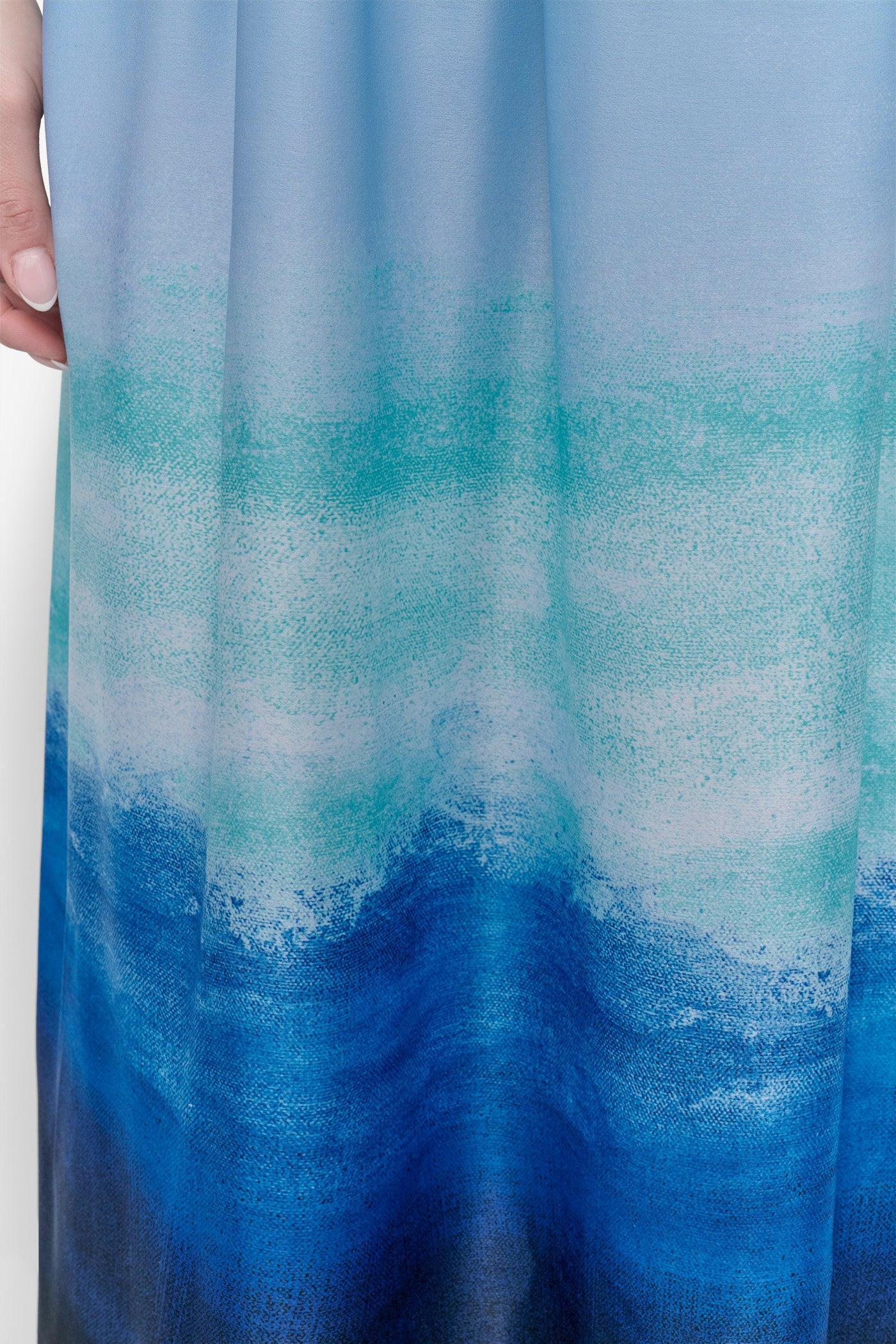 SLEEVELESS PRINTED SATIN DRESS Product Image