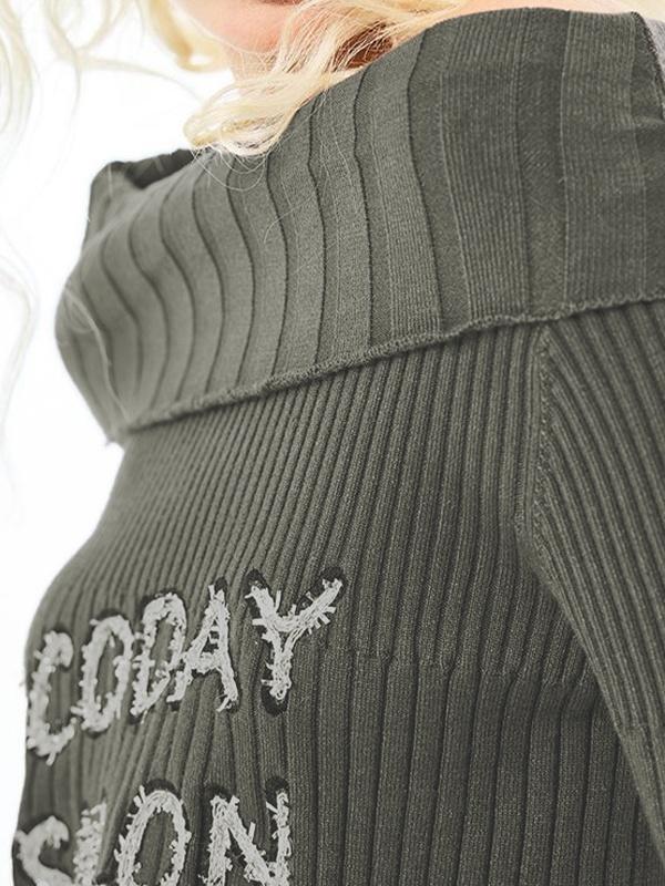 Off Shoulder Print Irregular Hem Sweater Product Image