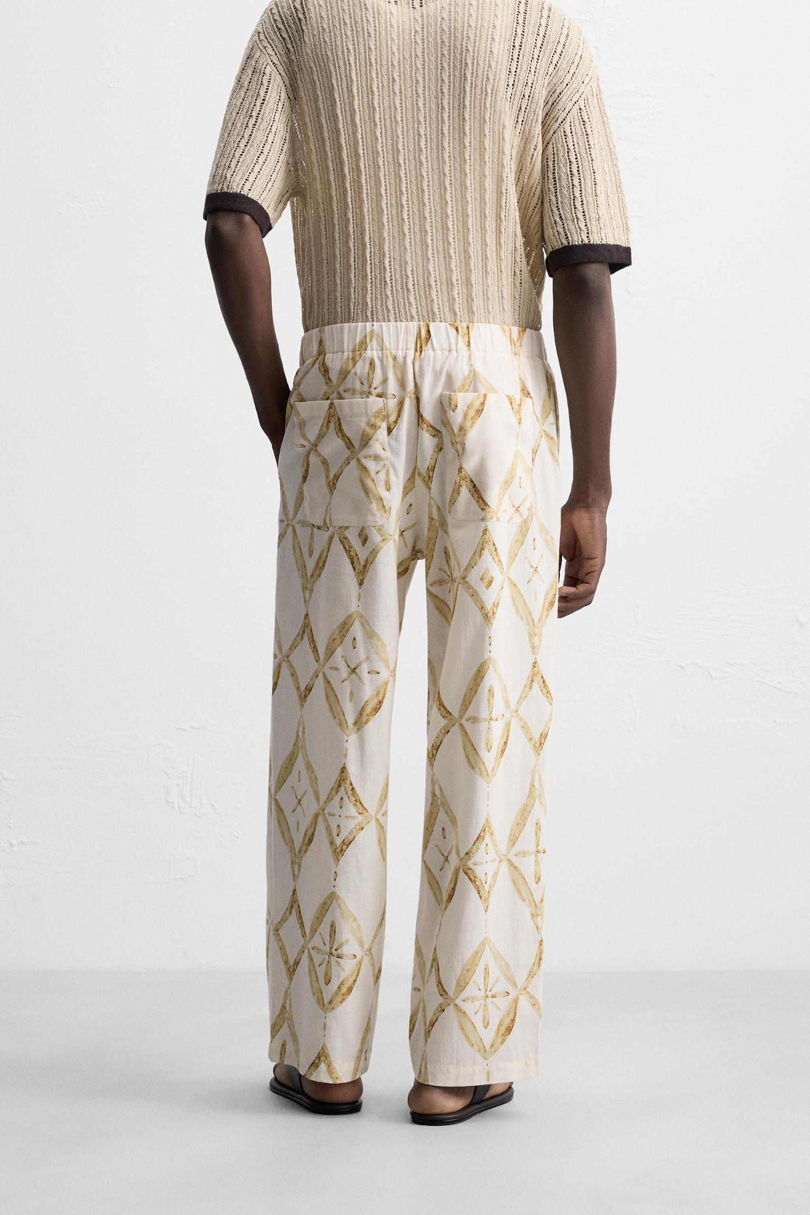 GEOMETRIC PRINT RELAXED FIT PANTS Product Image
