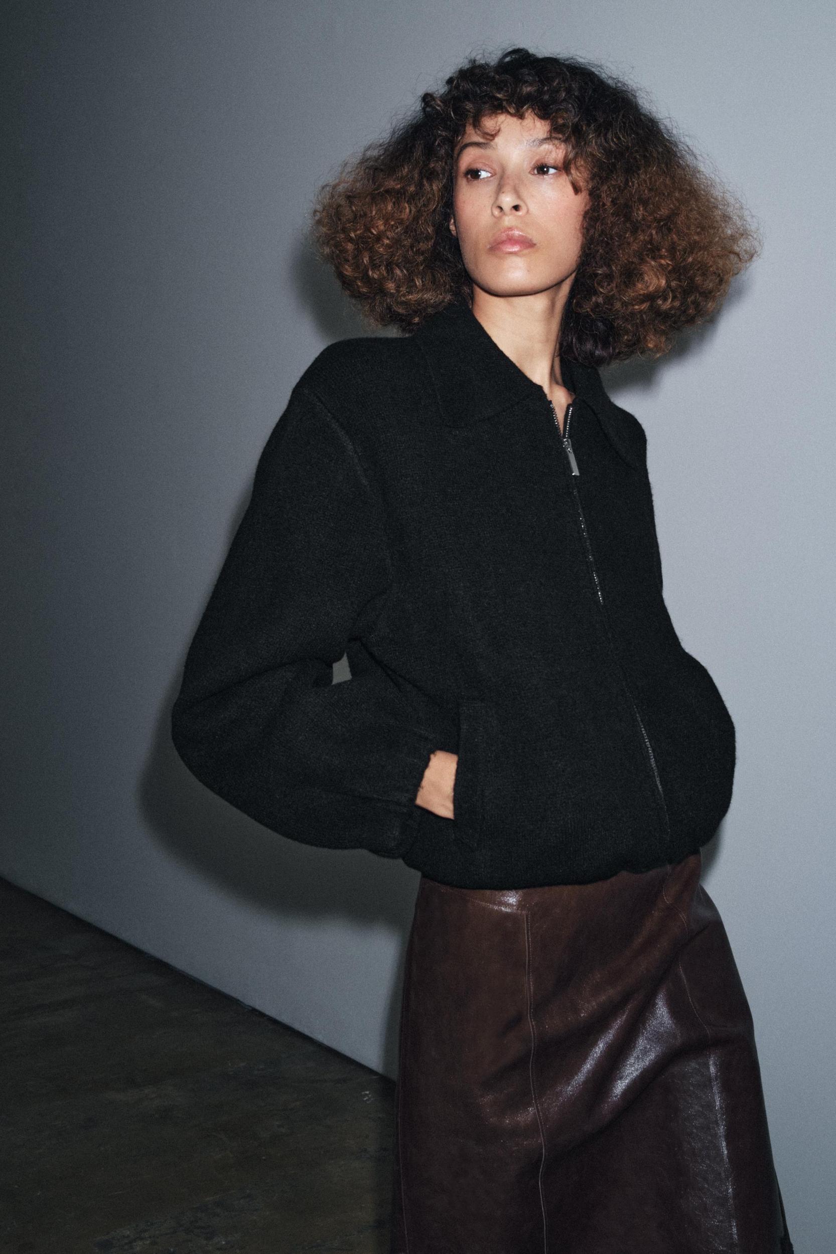 Khaki Exaggerated Collar Shell Puffer Jacket Product Image