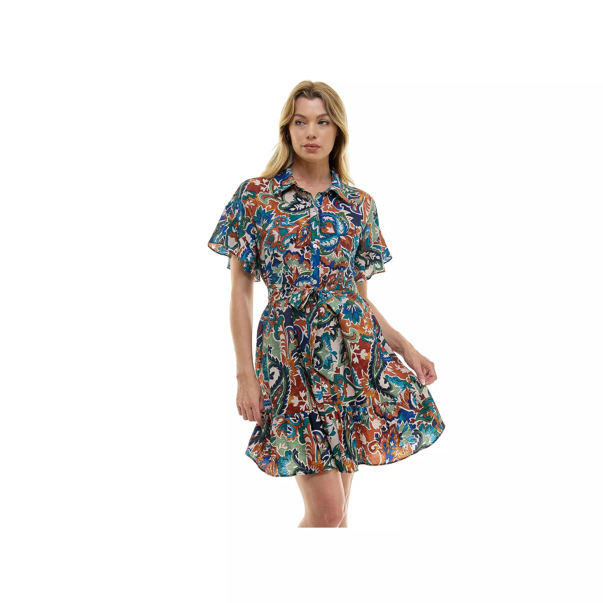 Women's Luxology Button Front Tie-Waist Dress,  Product Image