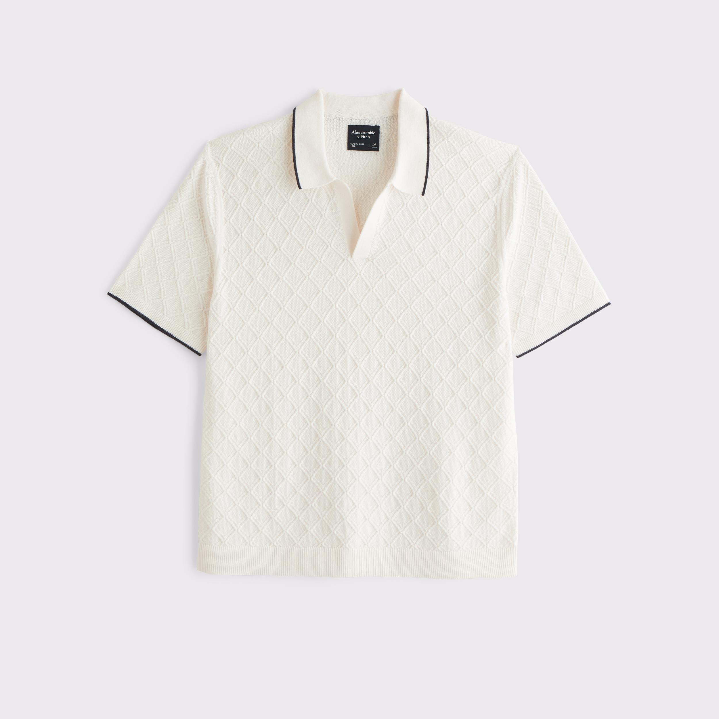 Preppy Tipped Johnny Collar Sweater Polo Product Image