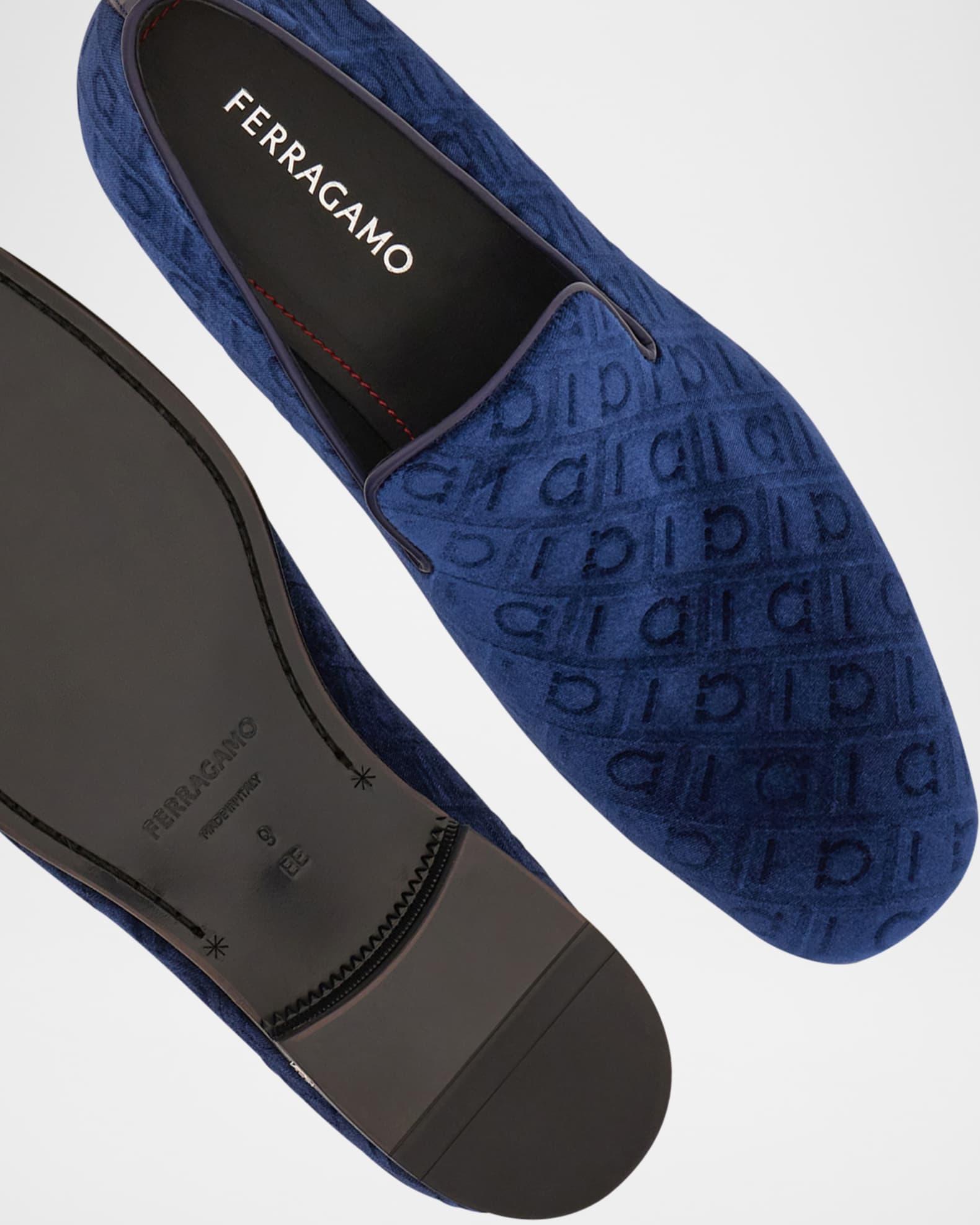 Men's Berry Monogram Velvet Loafers Product Image