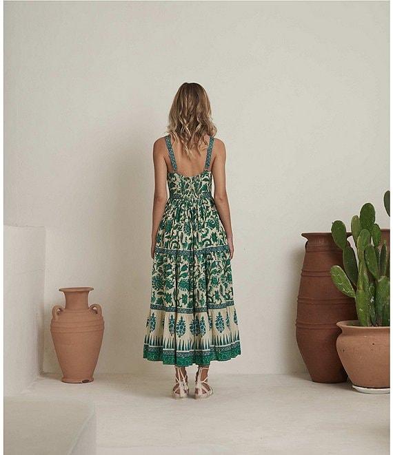 Mo Maya Mojo Printed Sweetheart Neckline Sleeveless Bustier Midi Dress Product Image