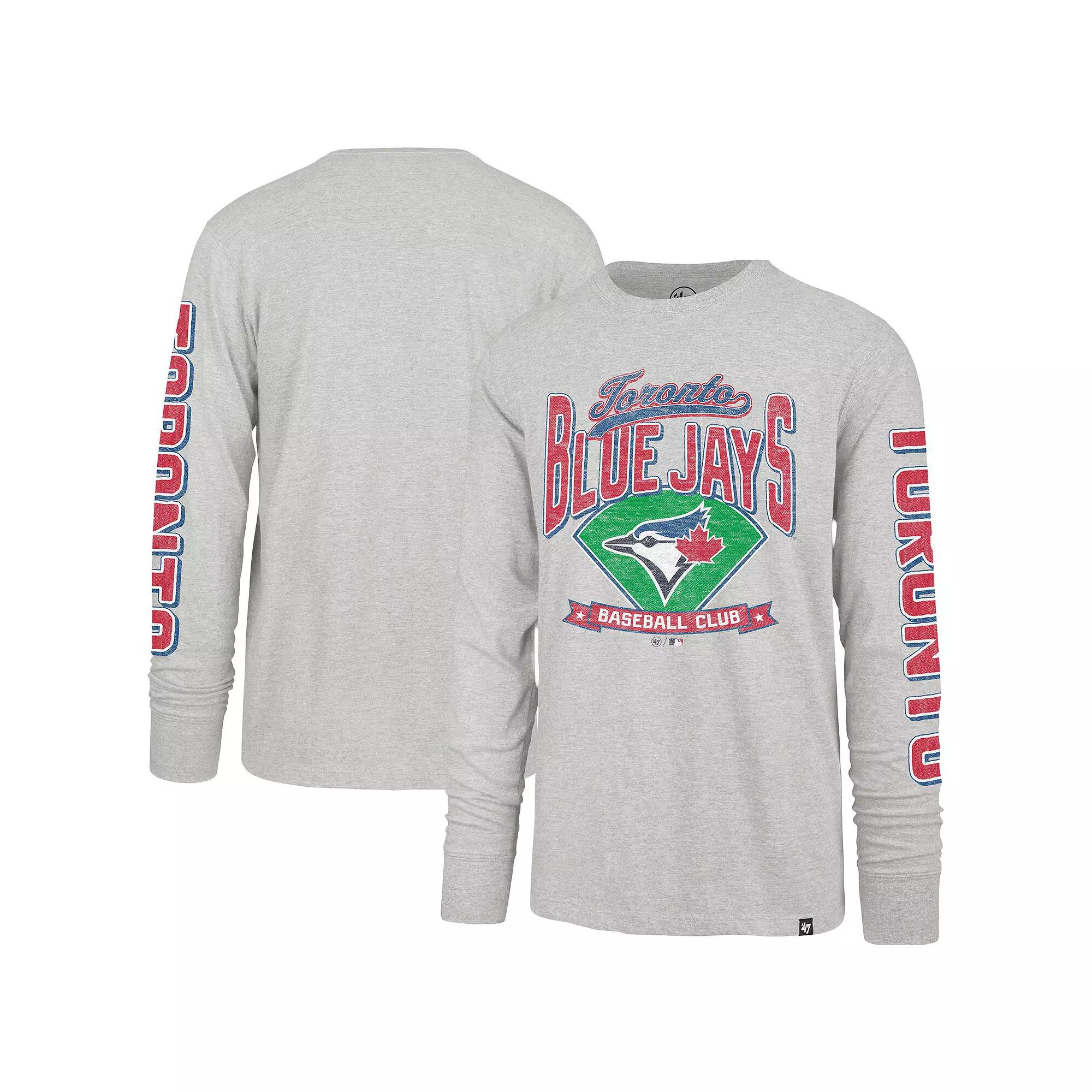 Men's '47 Gray Toronto Blue Jays Fair Ball Franklin Long Sleeve T-Shirt, Size: 3XL, Jay Grey Product Image