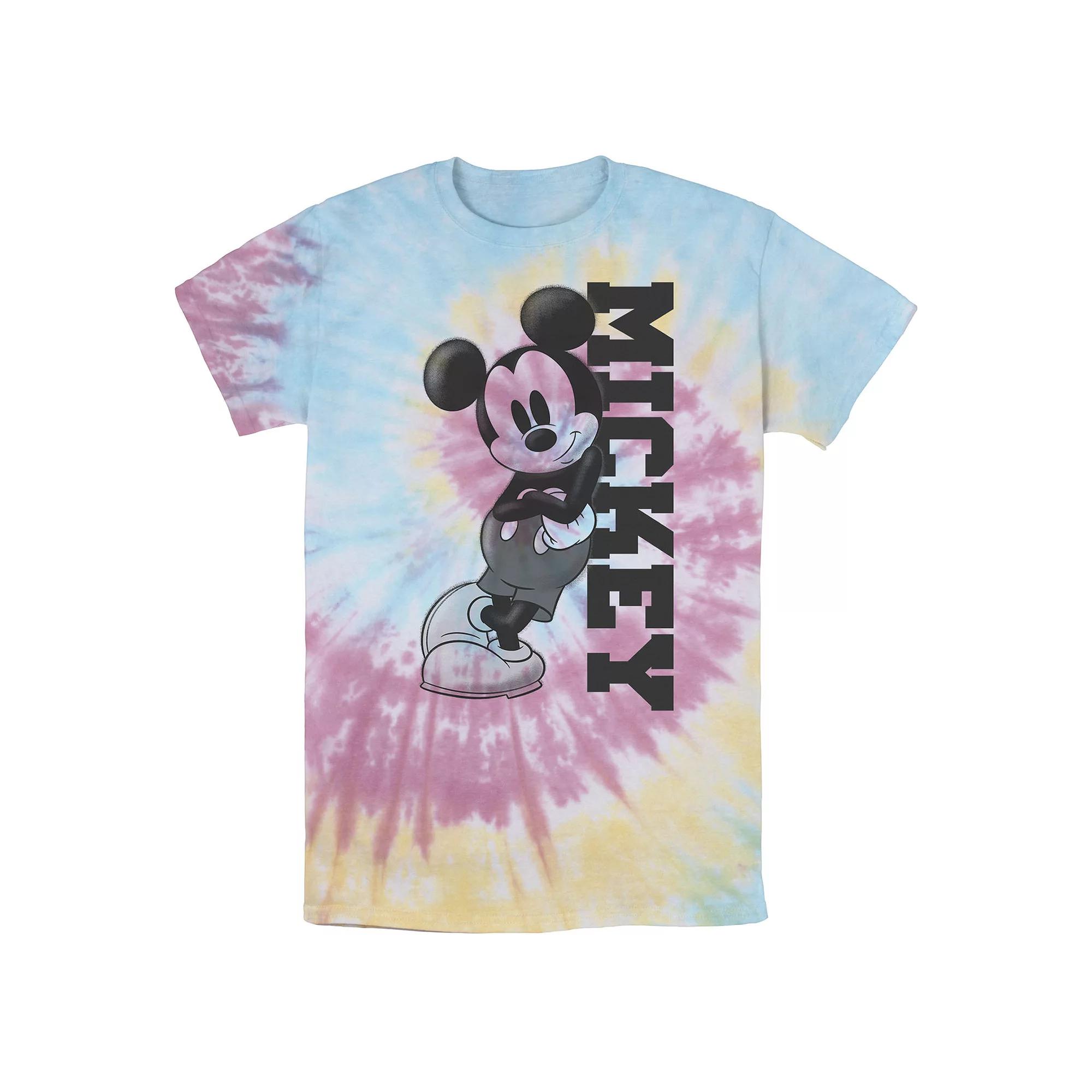 Men's Disney Mickey Mouse Leaning on Name Wash Tee, Size: Large, Black Grey Product Image