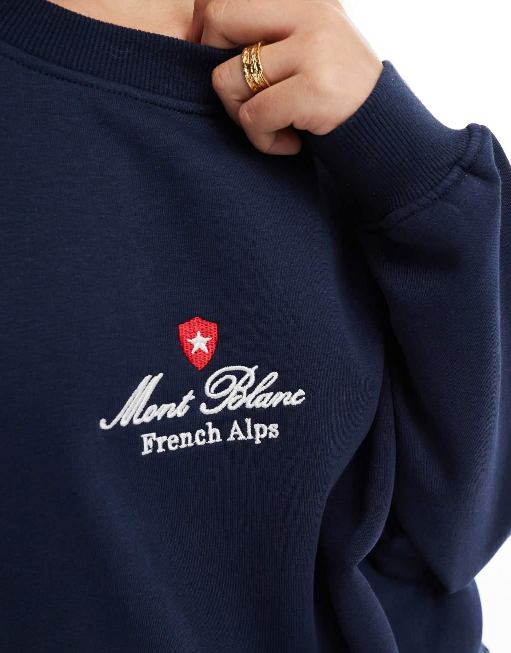 Daisy Street oversized sweatshirt in navy with contrast embroidery Product Image