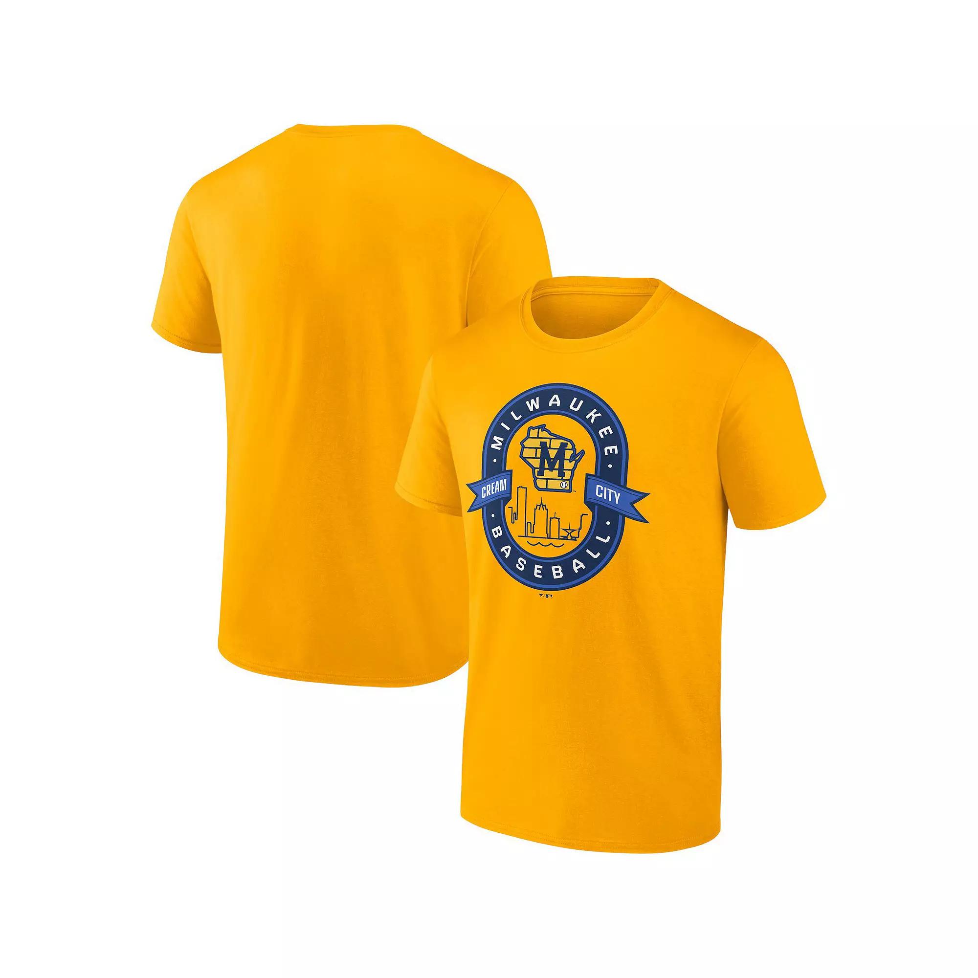 Men's Fanatics Branded Gold Milwaukee Brewers Iconic Glory Bound T-Shirt, Size: Medium Product Image