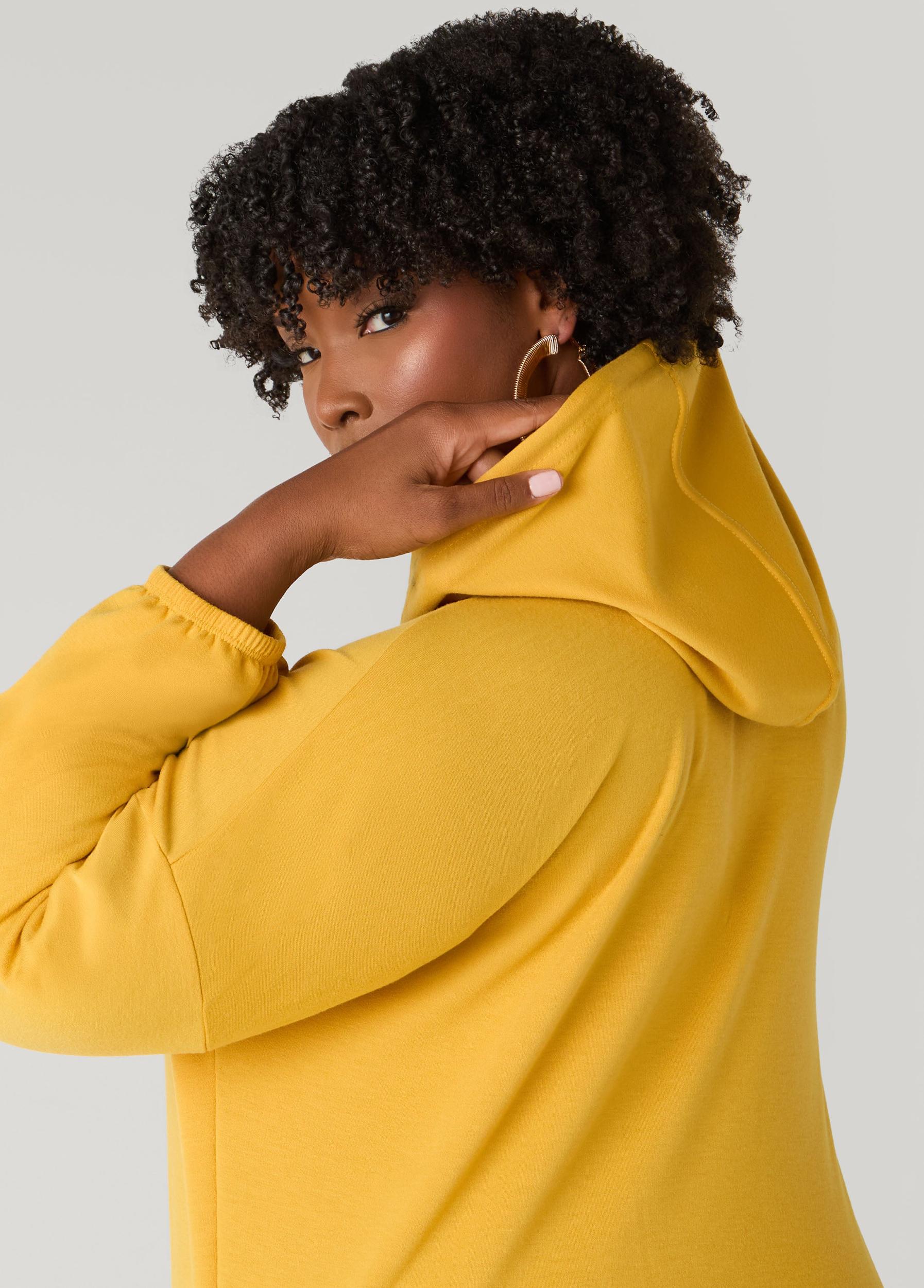 Plus Size Flounced French Terry Hoodie Dress Ashley Stewart Product Image