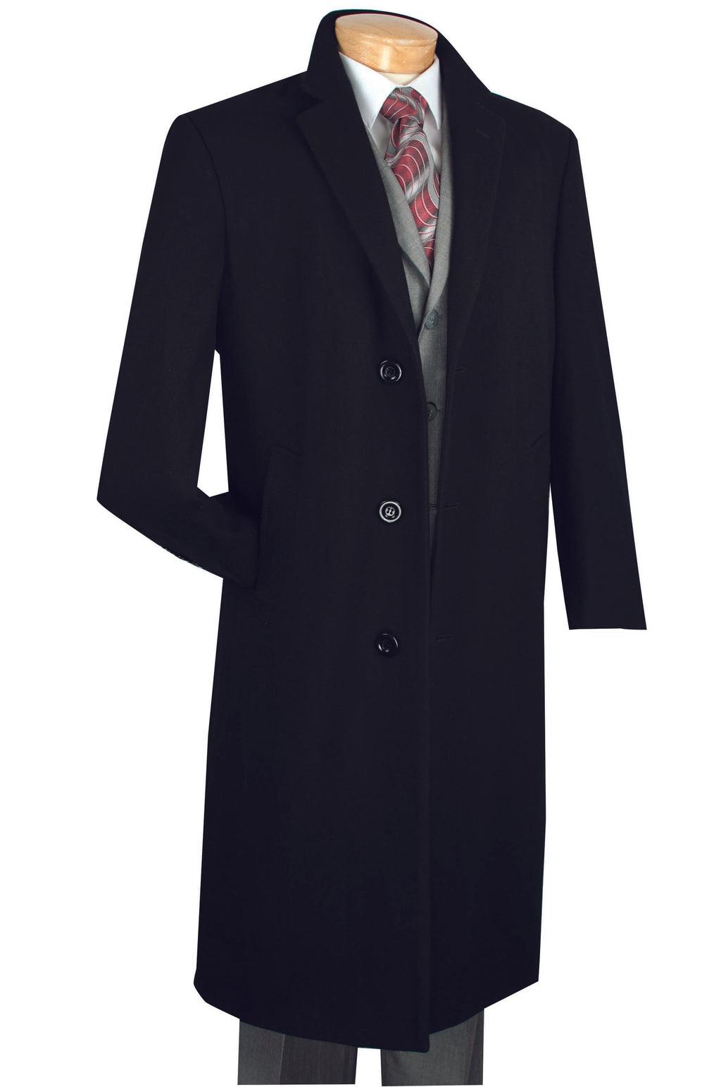 Milan Collection - Wool and Cashmere Regular Fit Dress Top Coat 48" Long in Black Product Image