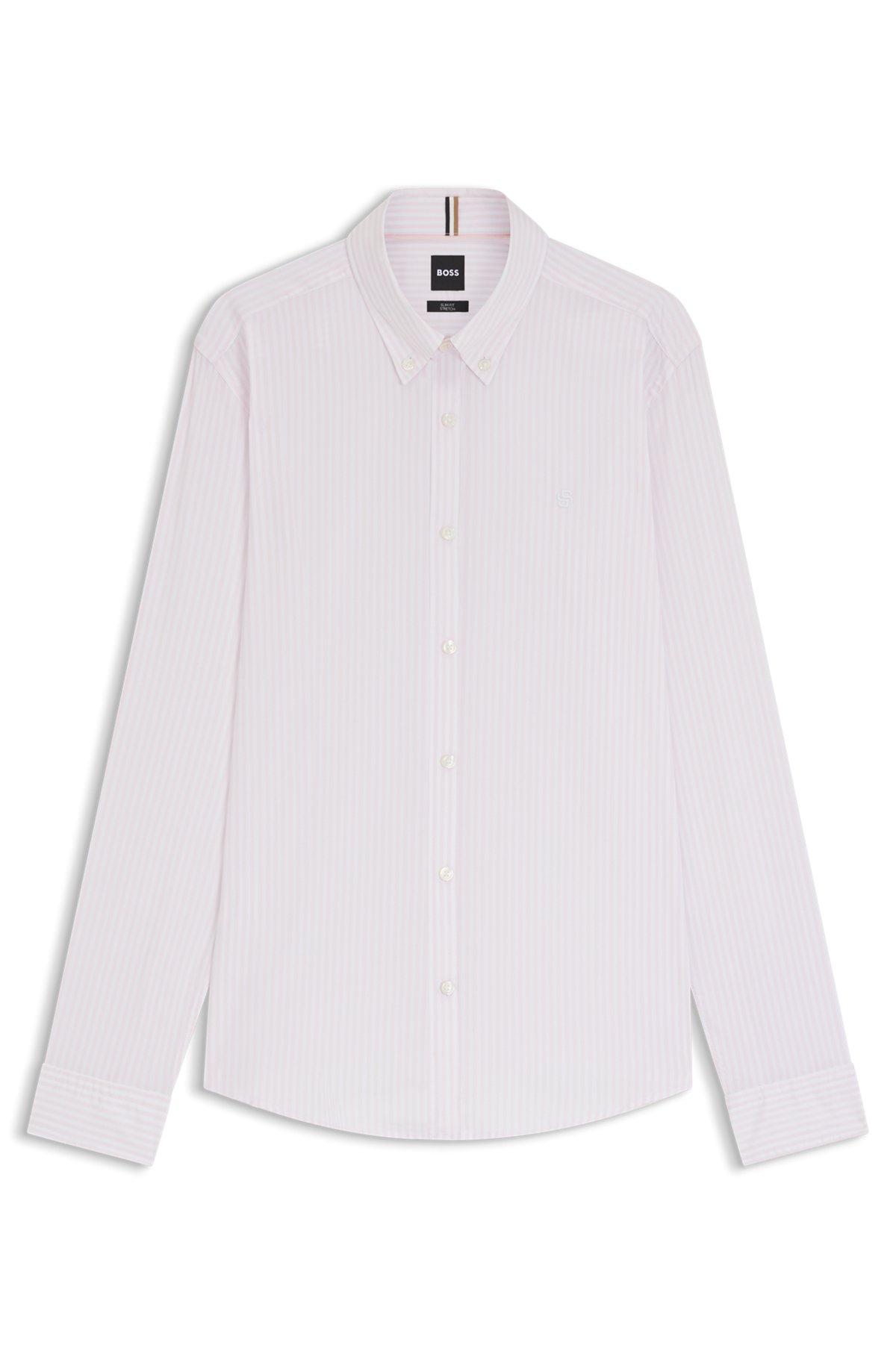 Slim-fit shirt in a striped cotton blend Product Image