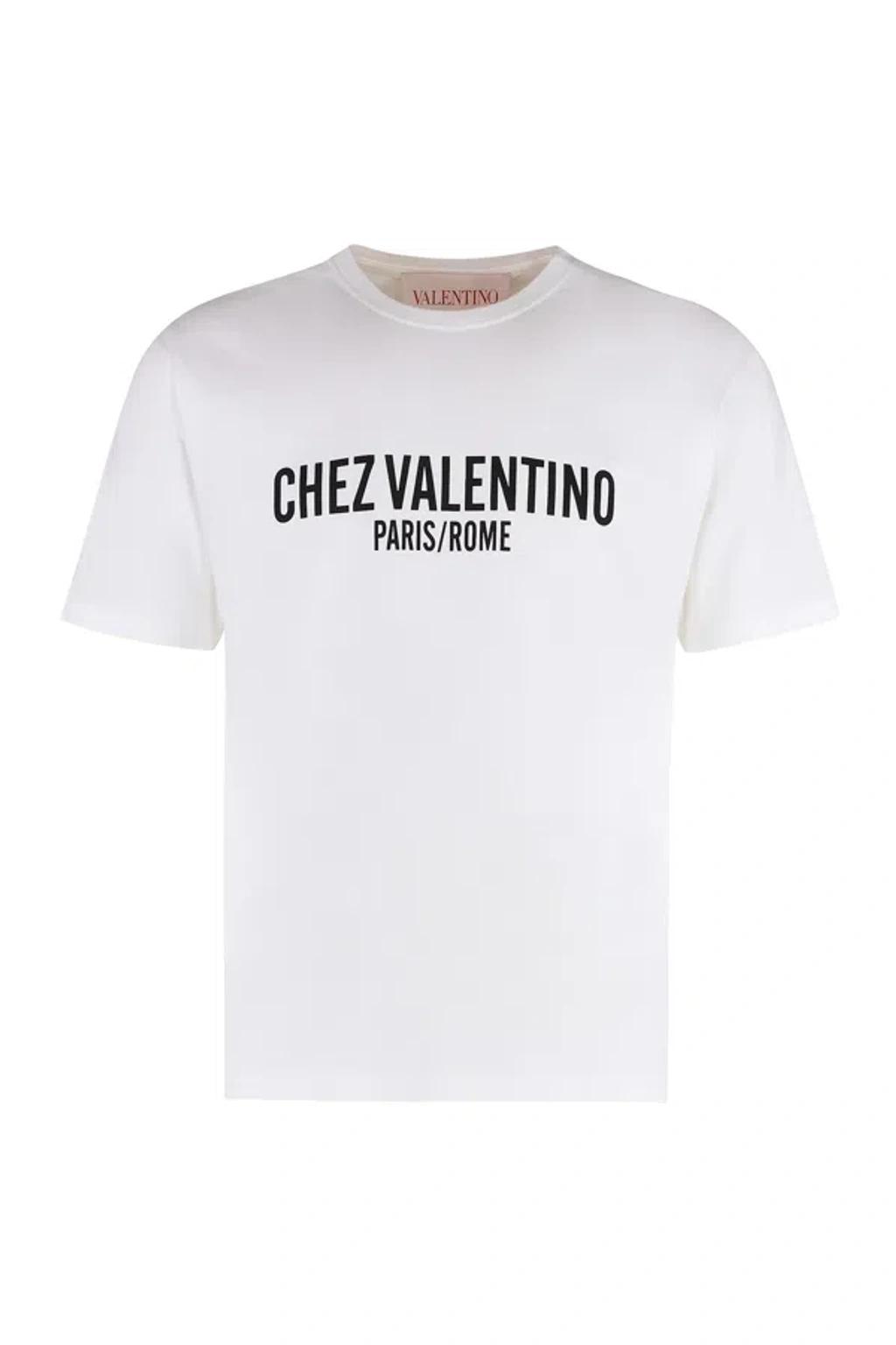 VALENTINO Cotton Crew Neck T-shirt With Graphic Print In White Product Image