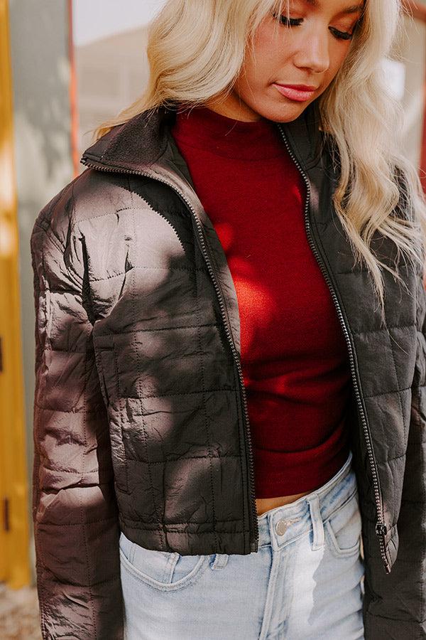 Crisp Leaves Puffer Jacket in Black Product Image