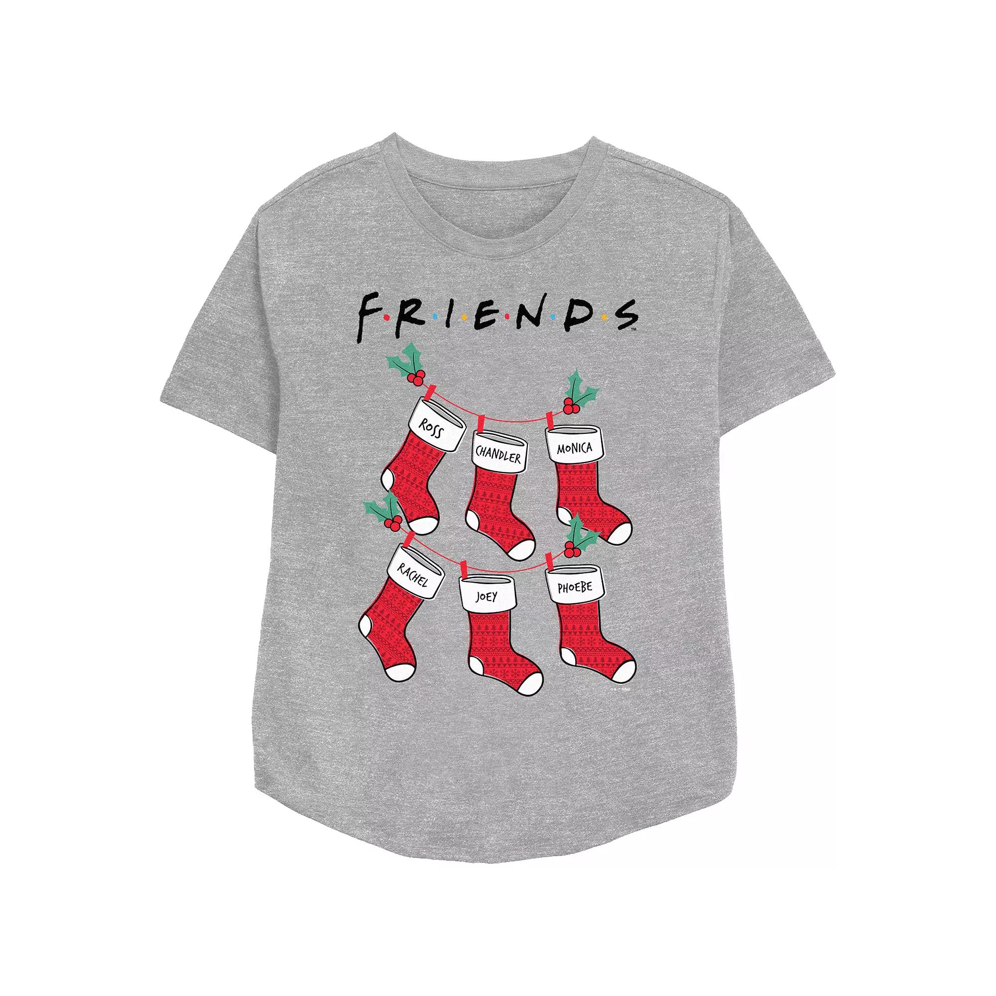 Women's Friends Christmas Stockings Relaxed Fit Graphic Tee,  Product Image
