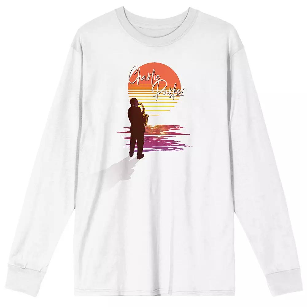 Men's Charlie Parker Saxophone Sunset Long Sleeve Graphic Tee,  Product Image