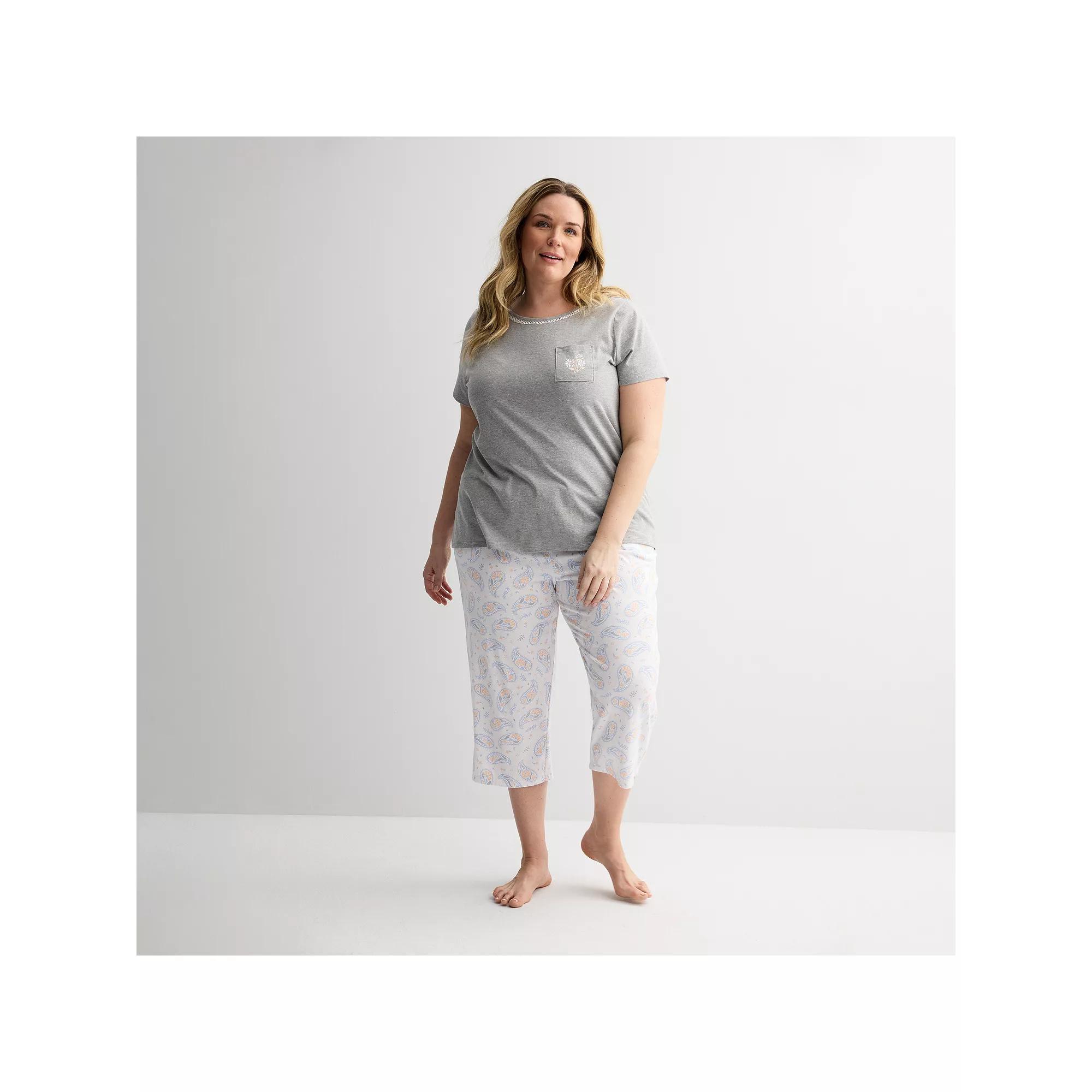 Plus Size Croft & Barrow® Mom's Day Pocket Sleep Set, Women's, Size: 4XL, Soft Paisley Product Image