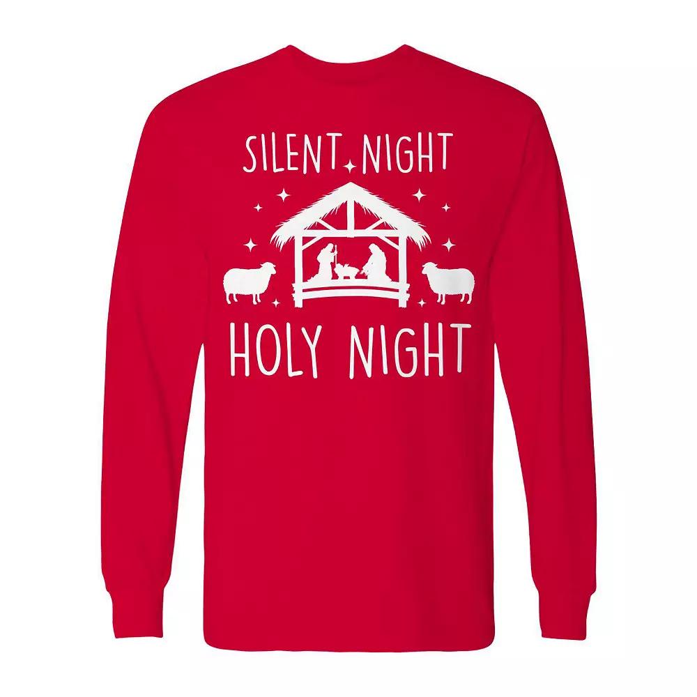Men's Christmas Silent Night Holy Night Long Sleeve Graphic Tee, Adult Unisex,  Product Image