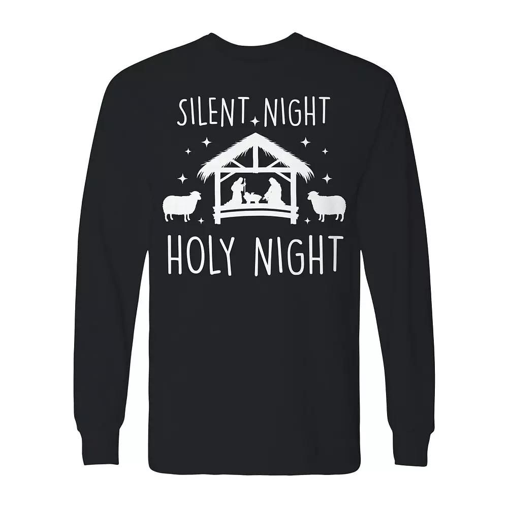 Men's Christmas Silent Night Holy Night Long Sleeve Graphic Tee, Adult Unisex,  Product Image