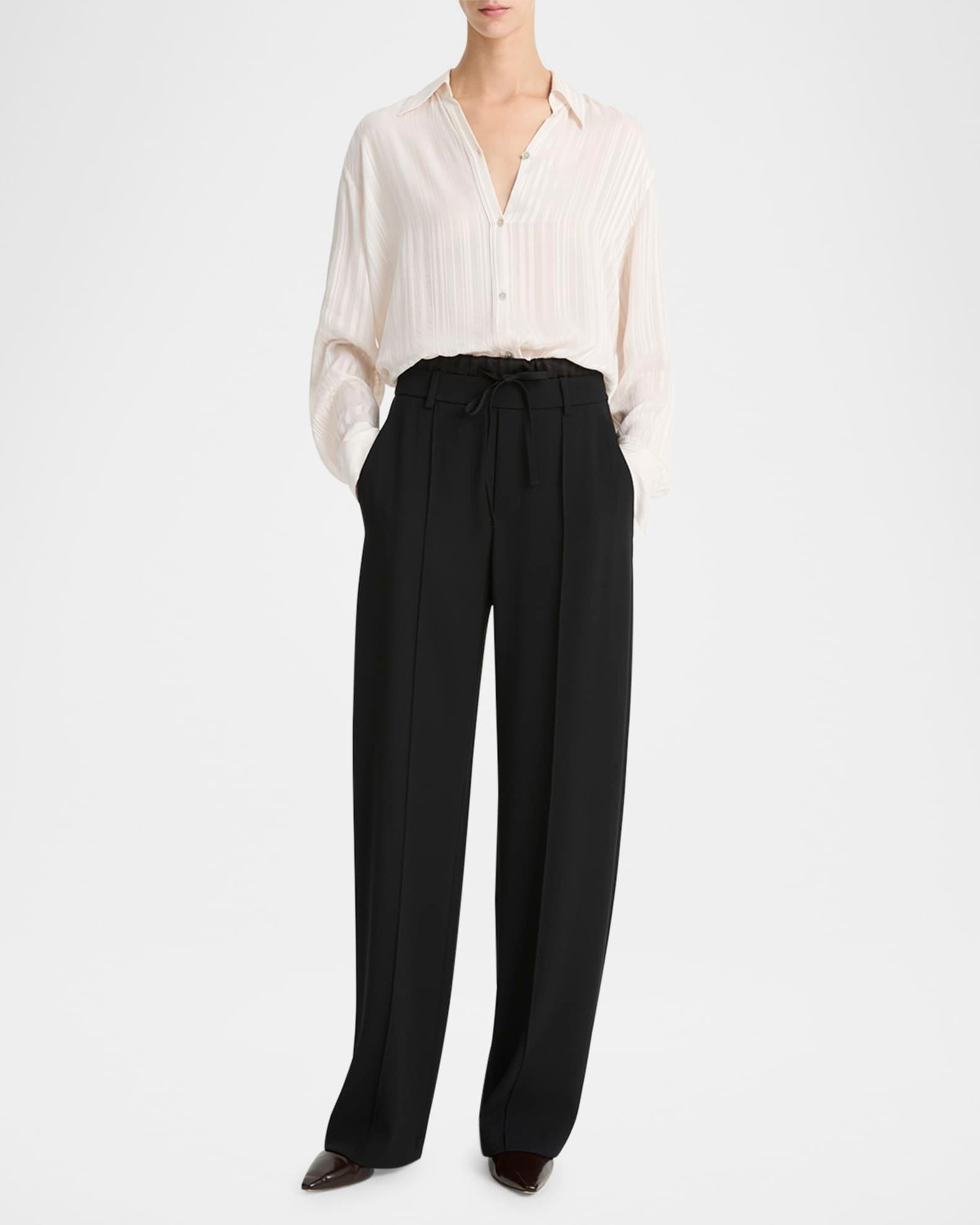 Pintuck Double Waistband High-Rise Pants Product Image