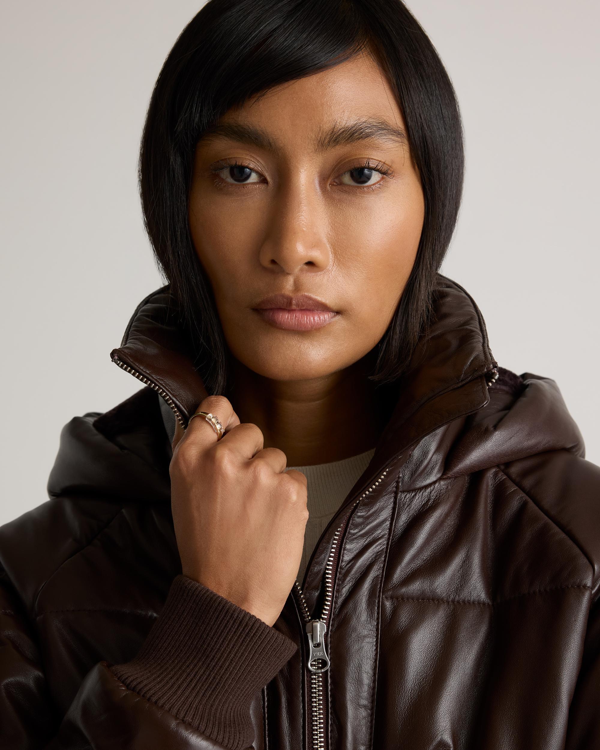 Quince | Women's Puffer Jacket Size XL, Leather Product Image