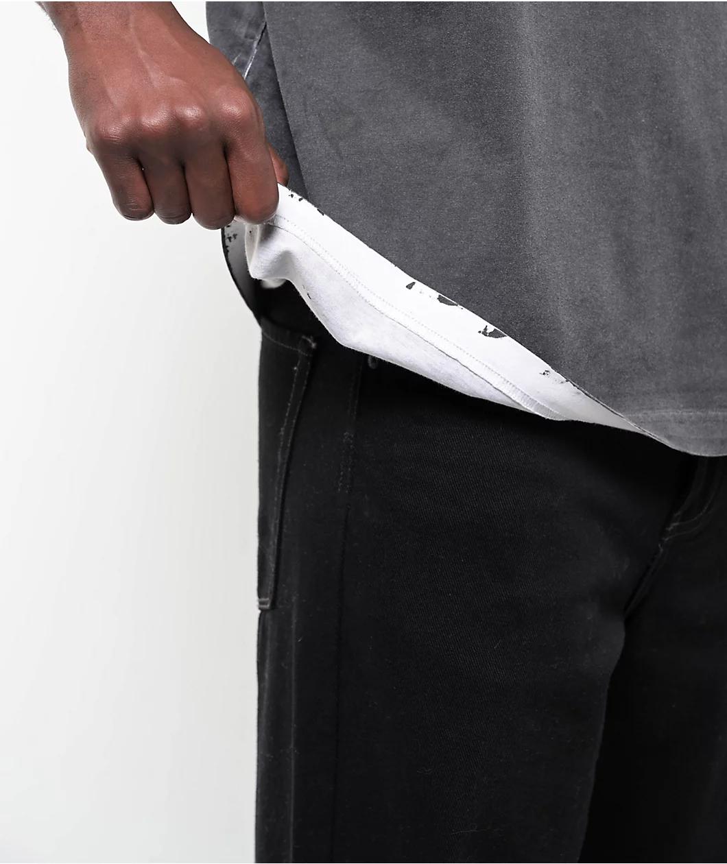 Welcome Mask Black Overprint Enzyme Wash T-Shirt Product Image