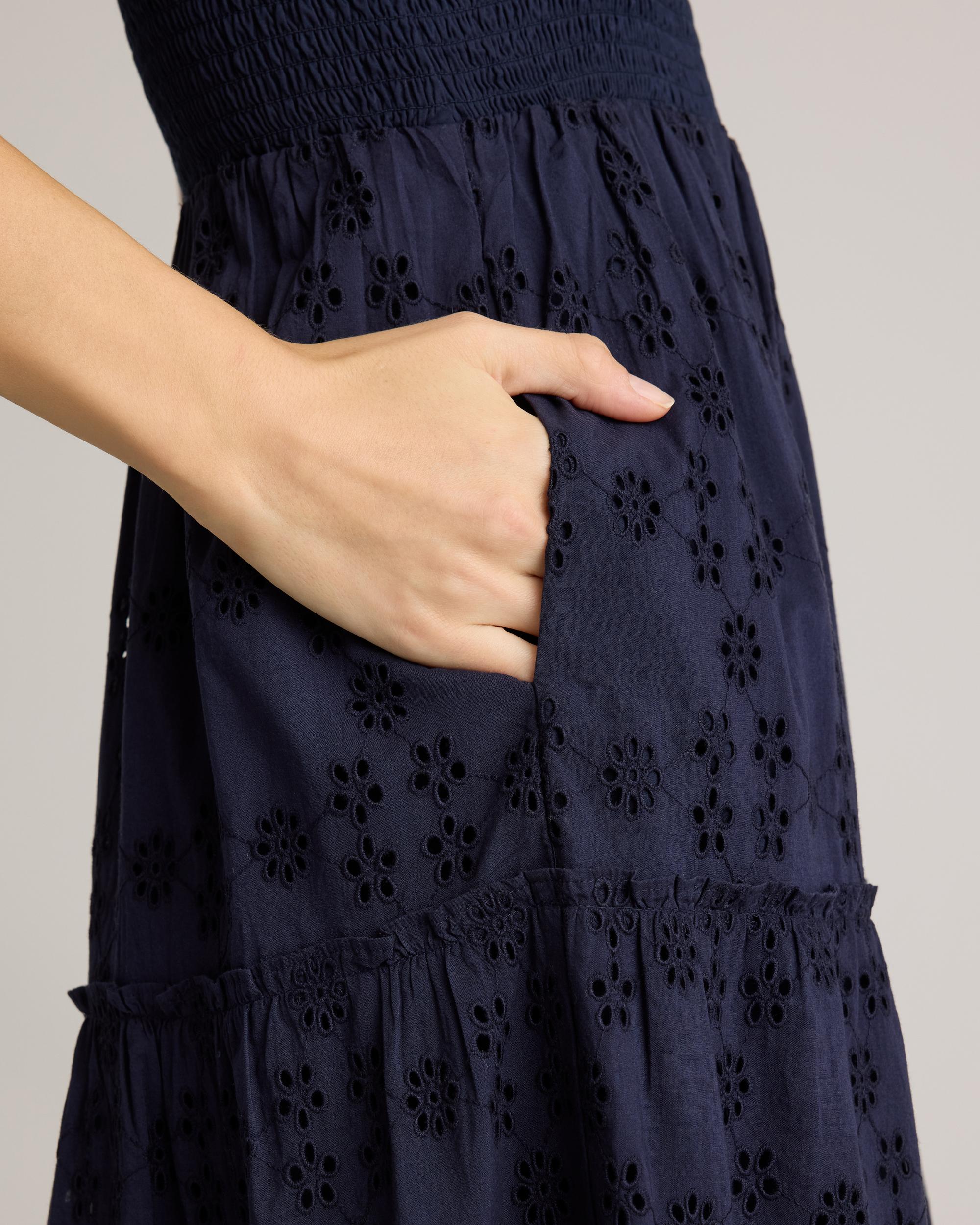 Quince | Women's Eyelet Smocked Midi Dress Organic Cotton Product Image
