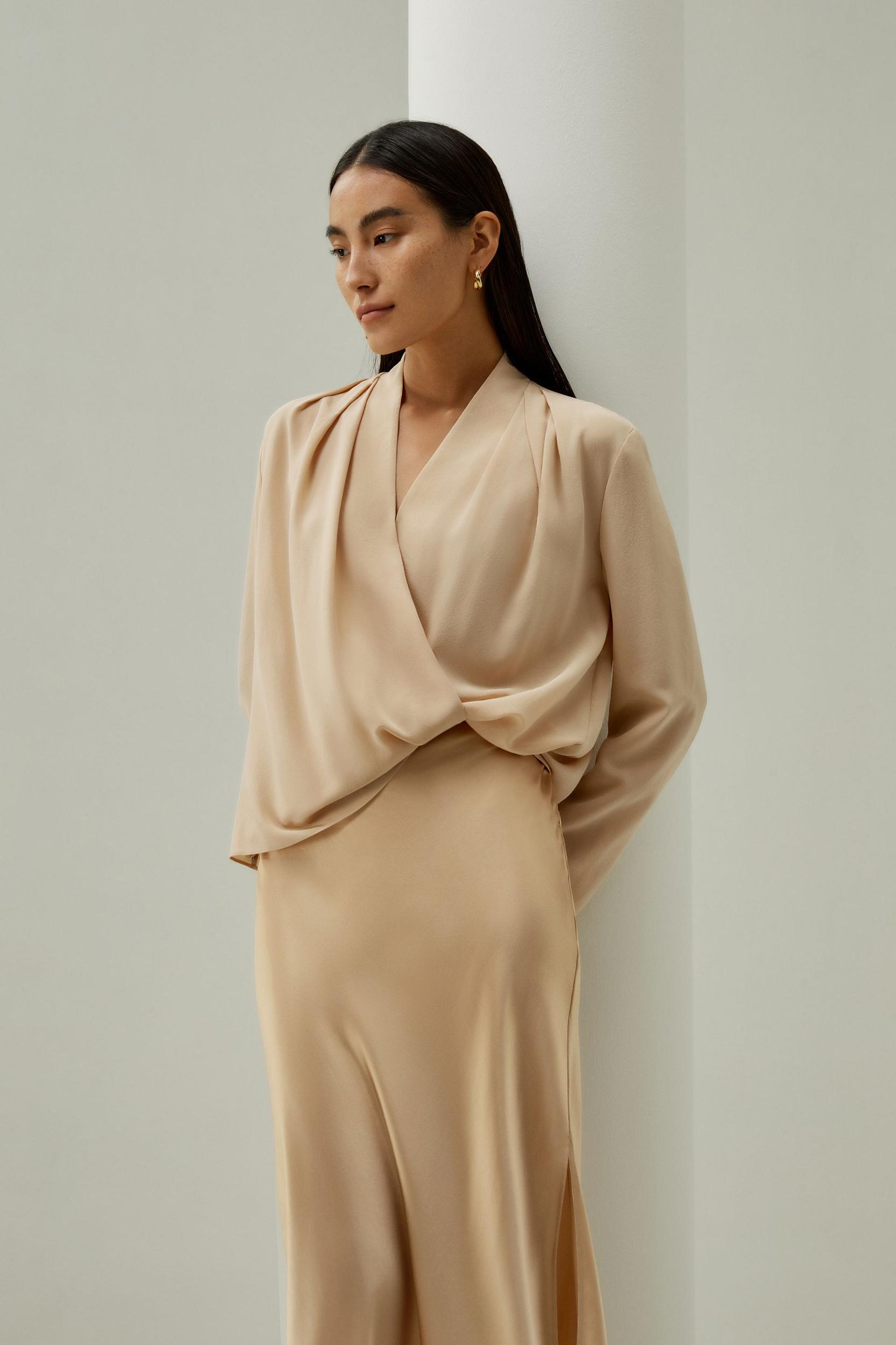 Silk Crêpe de Chine Long Sleeve Blouse Product Image